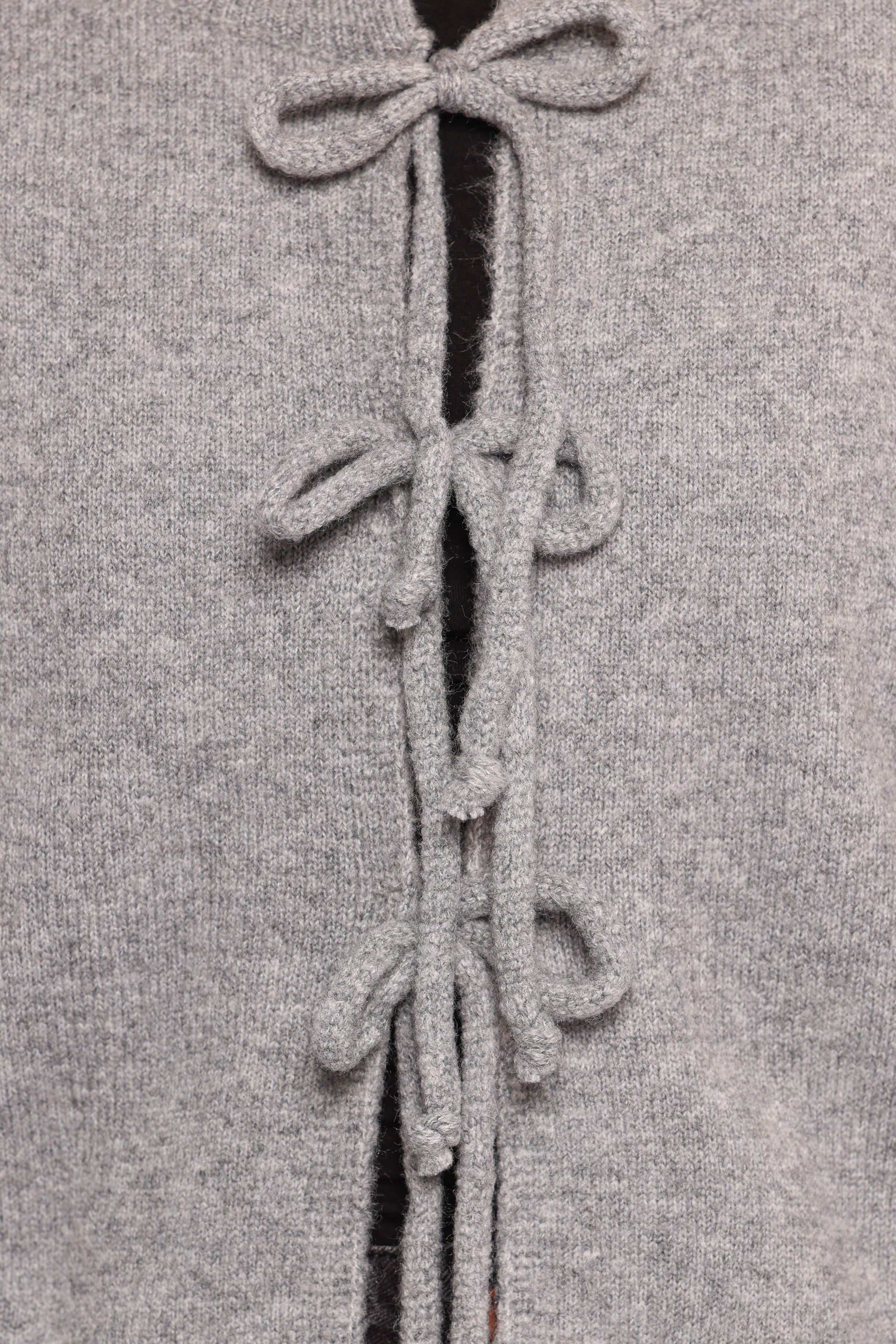 Petal and Pup USA KNITWEAR Neri Bow Tie Front Cardigan - Grey