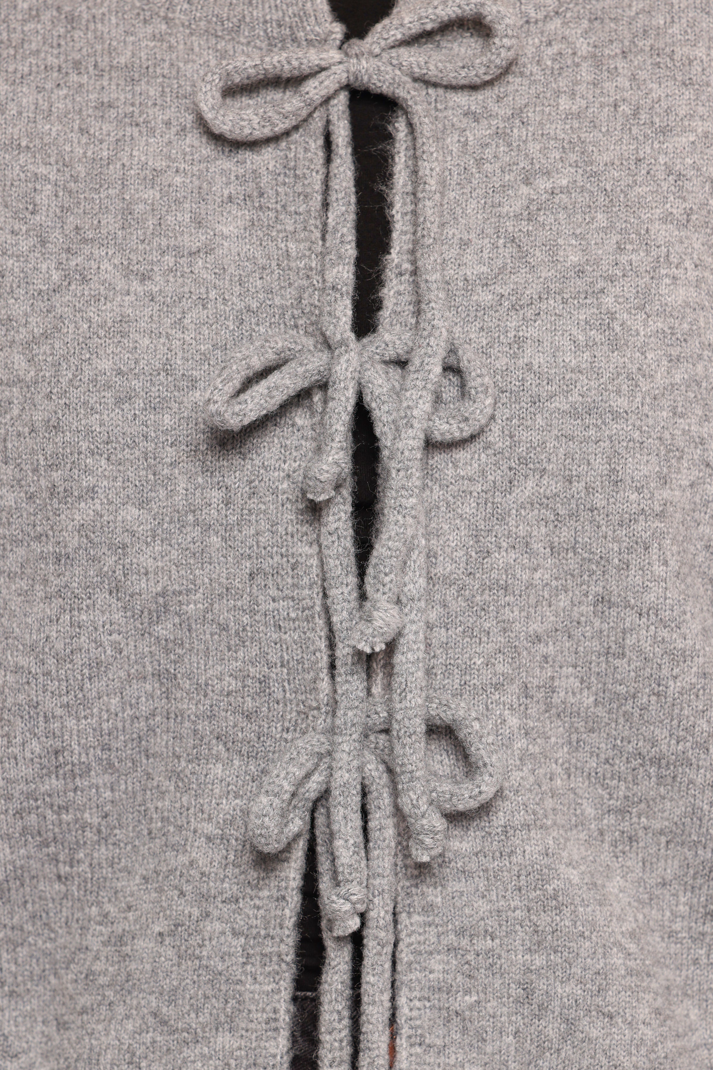 Petal and Pup USA KNITWEAR Neri Bow Tie Front Cardigan - Grey