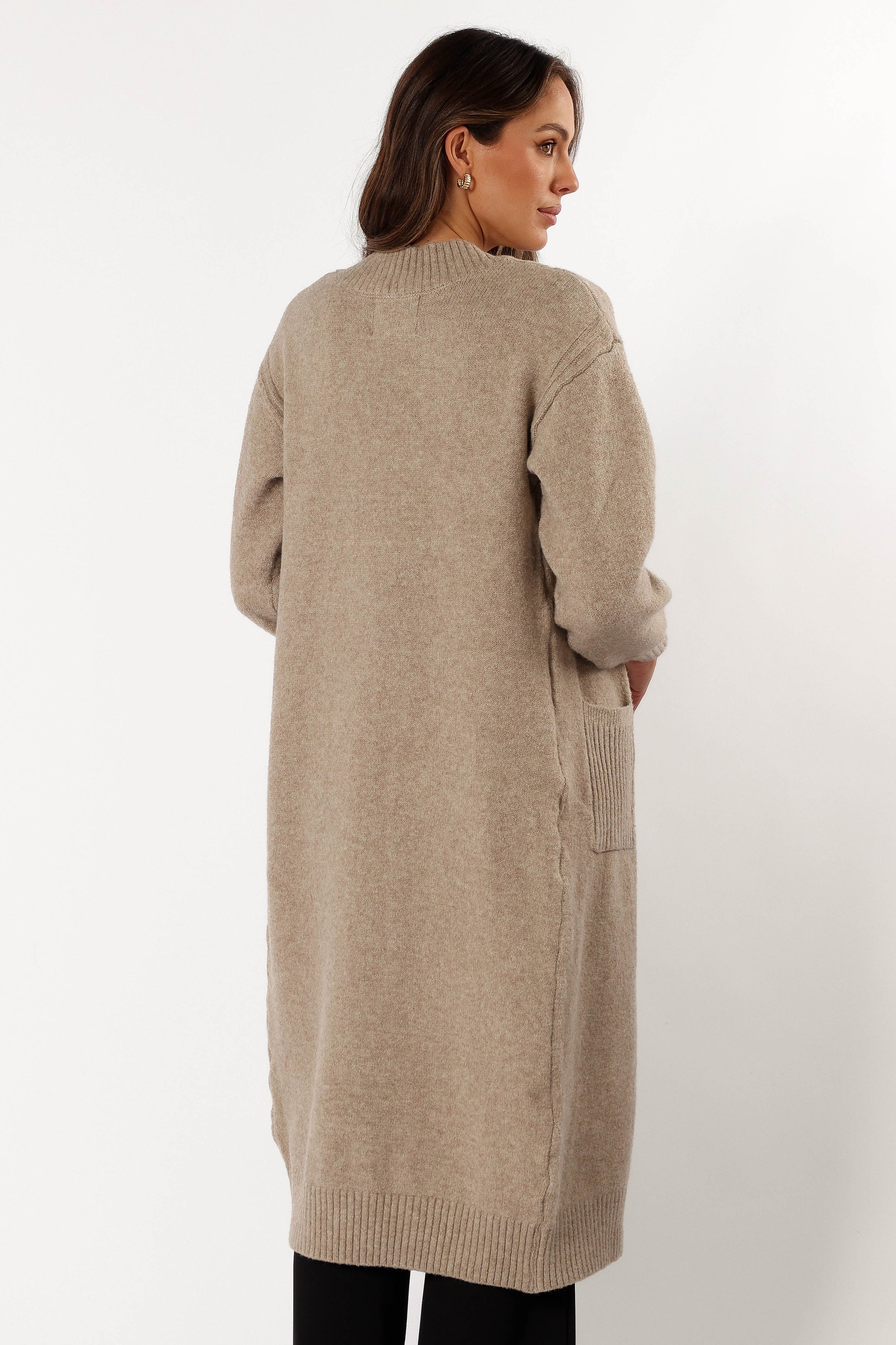 Petal and Pup USA KNITWEAR Nicolette Open Front Long Cardigan - Latte