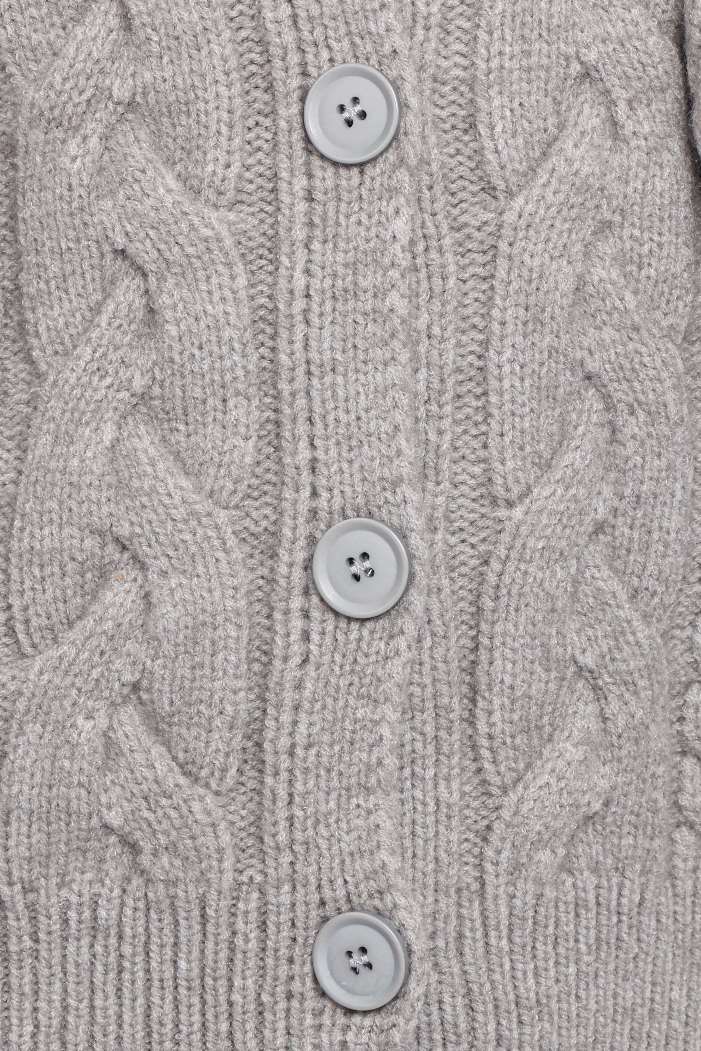 Petal and Pup USA KNITWEAR Nika Cable Knit Cardigan - Grey