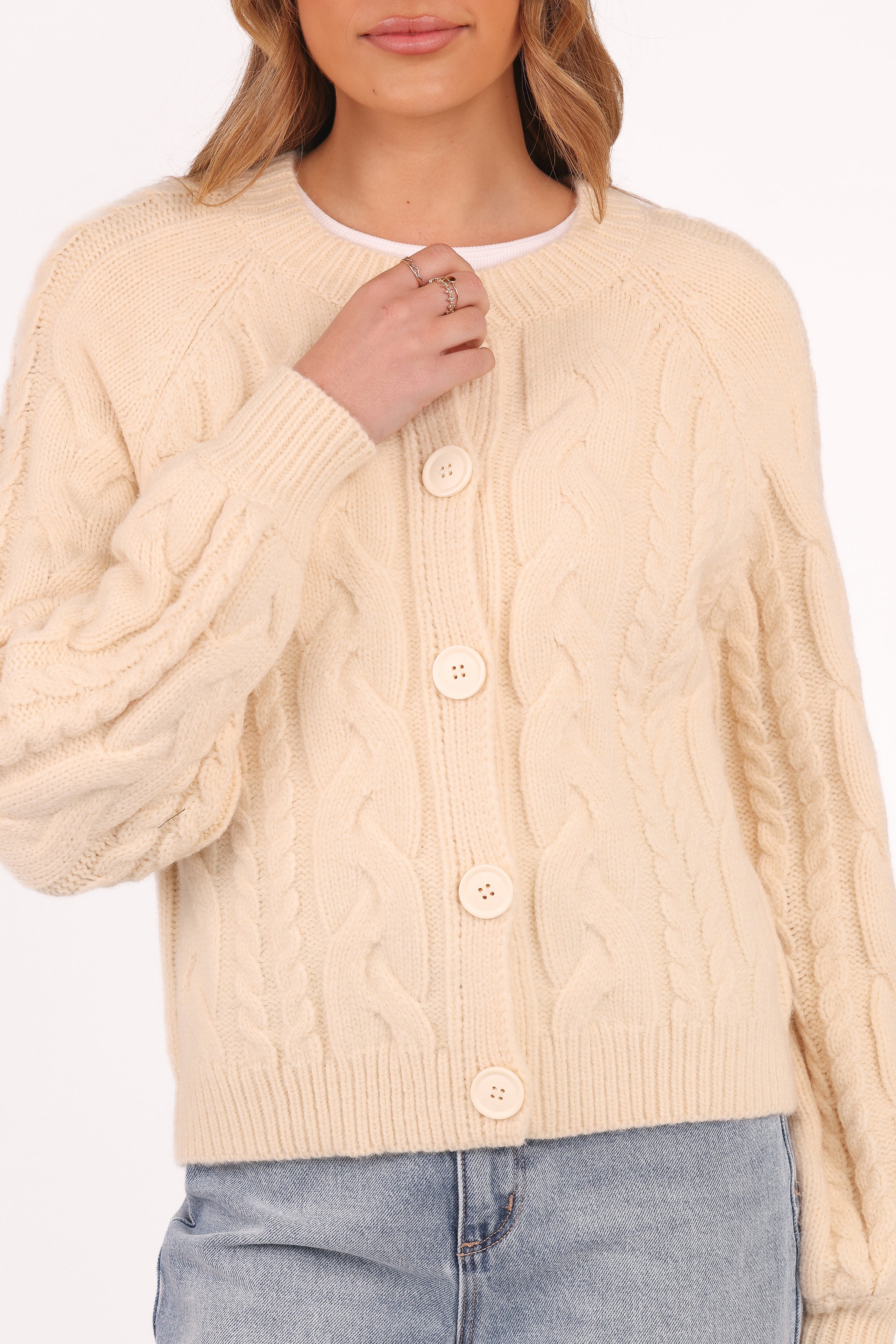 Petal and Pup USA KNITWEAR Nika Cable Knit Cardigan - Taupe