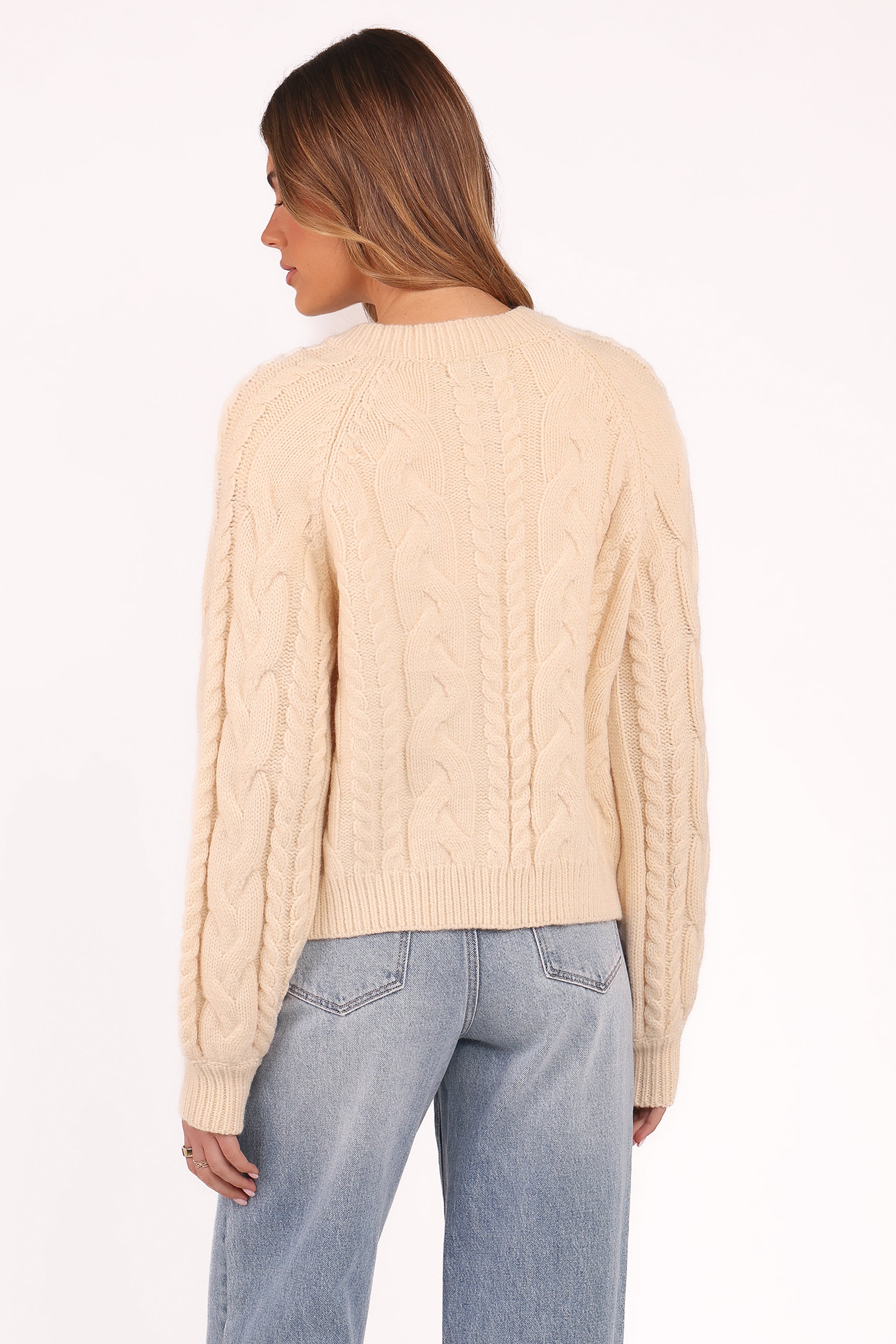 Petal and Pup USA KNITWEAR Nika Cable Knit Cardigan - Taupe