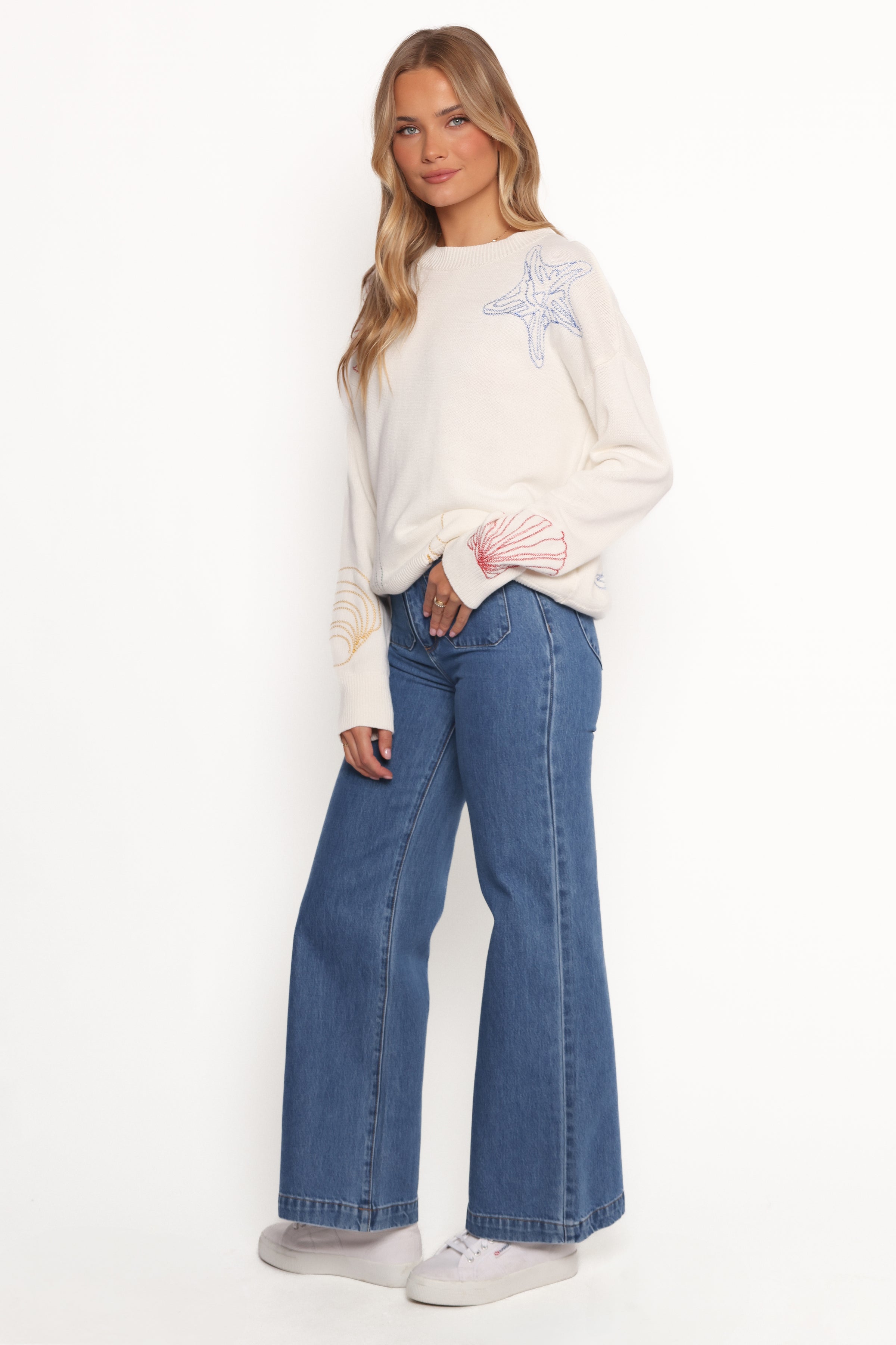 Petal and Pup USA KNITWEAR Nikita Seaside Knit Sweater - Cream