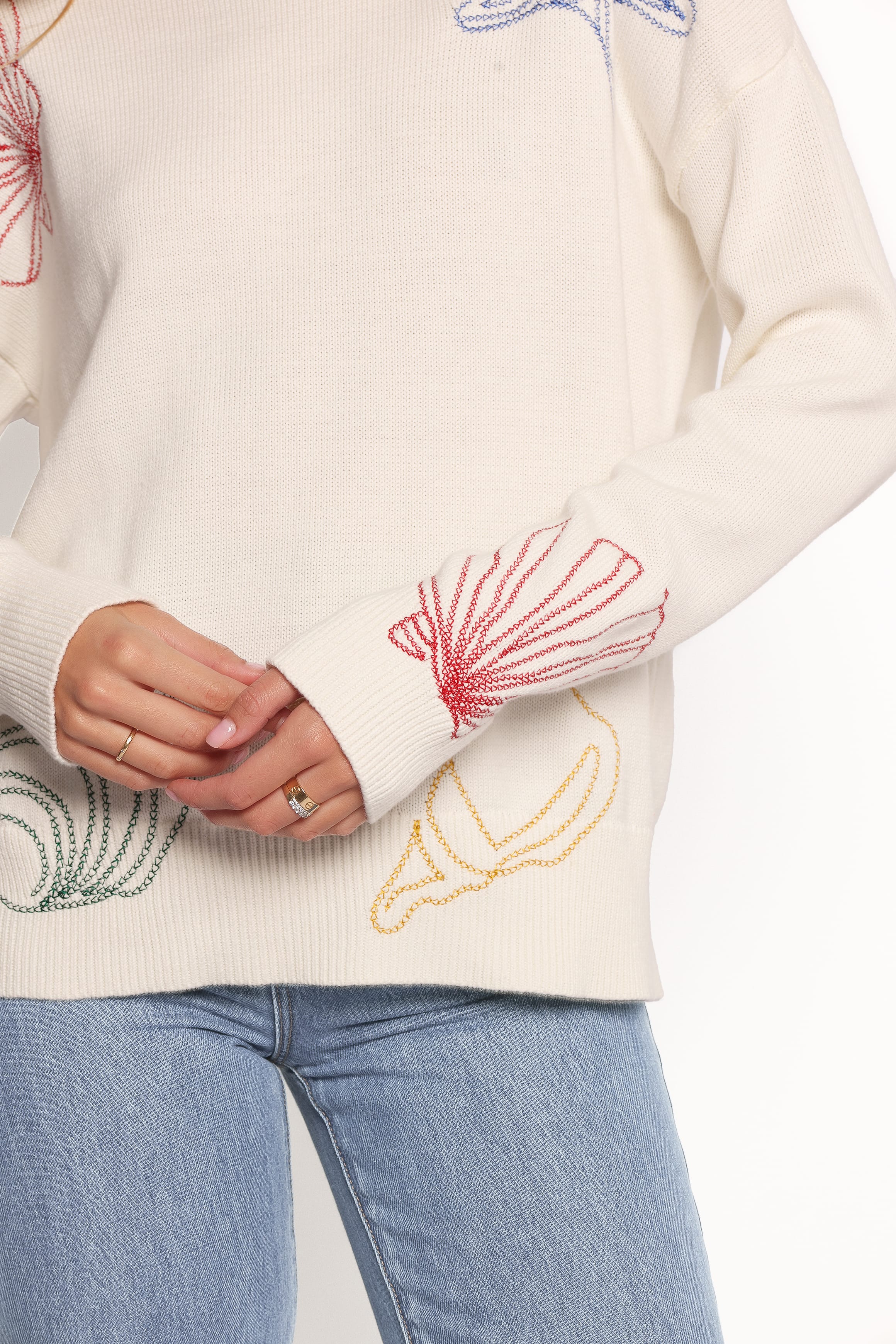 Petal and Pup USA KNITWEAR Nikita Seaside Knit Sweater - Cream