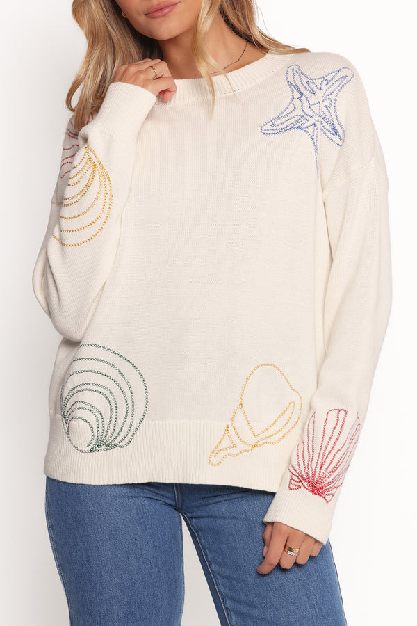 Petal and Pup USA KNITWEAR Nikita Seaside Knit Sweater - Cream
