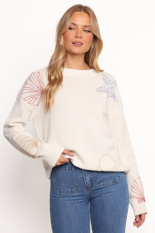 Petal and Pup USA KNITWEAR Nikita Seaside Knit Sweater - Cream