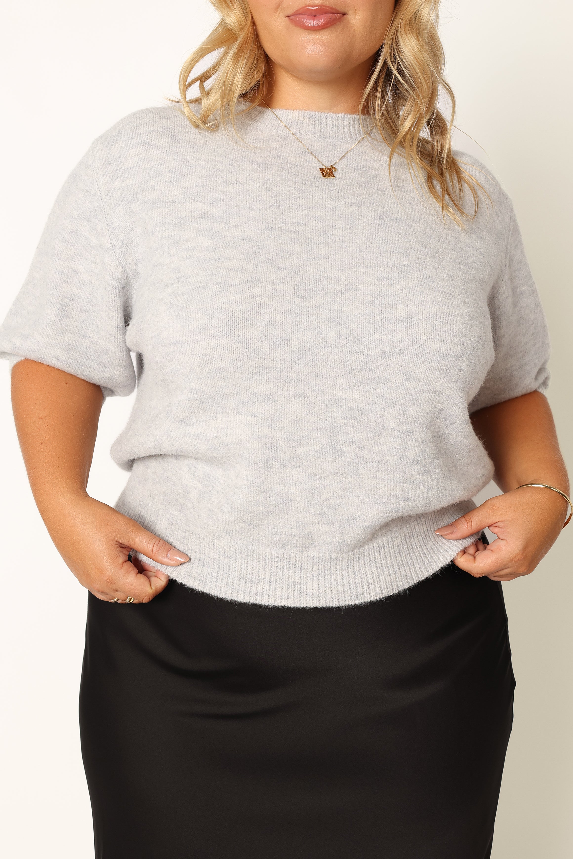 Petal and Pup USA KNITWEAR Noah Knit Sweater - Light Heather Grey