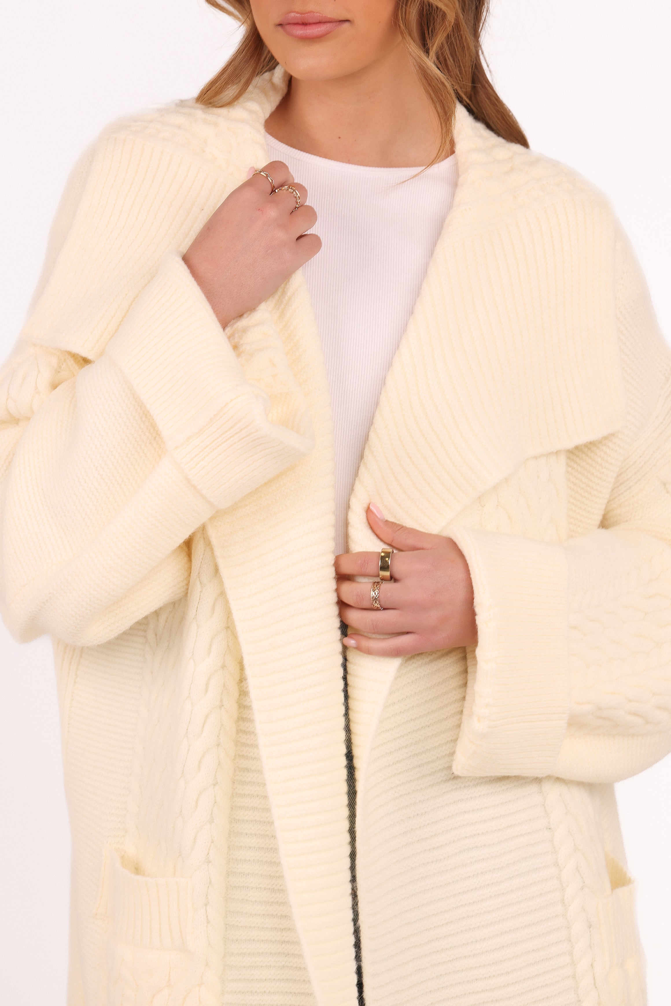 Petal and Pup USA KNITWEAR Nova Long Cardigan - Cream
