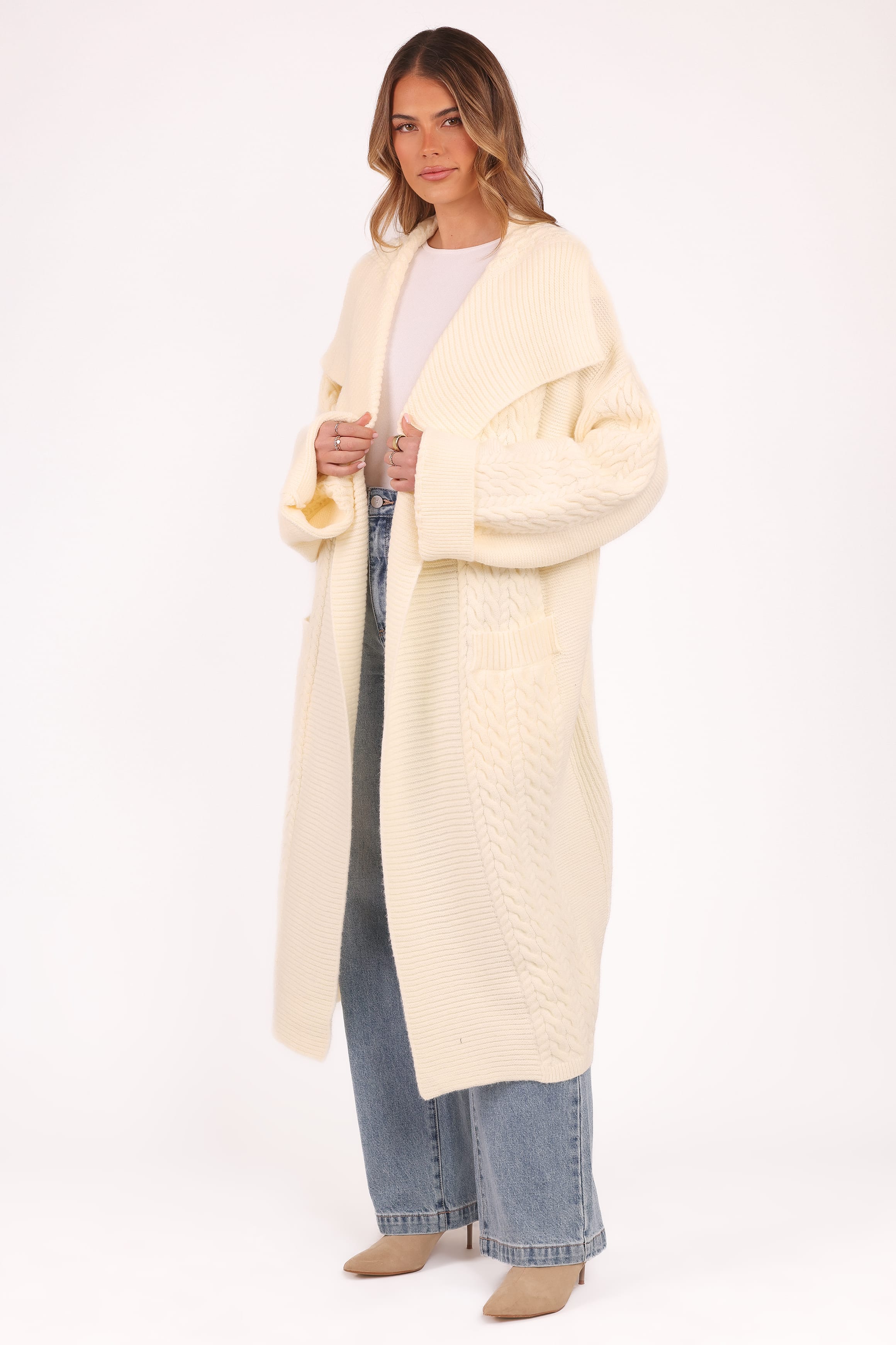 Petal and Pup USA KNITWEAR Nova Long Cardigan - Cream