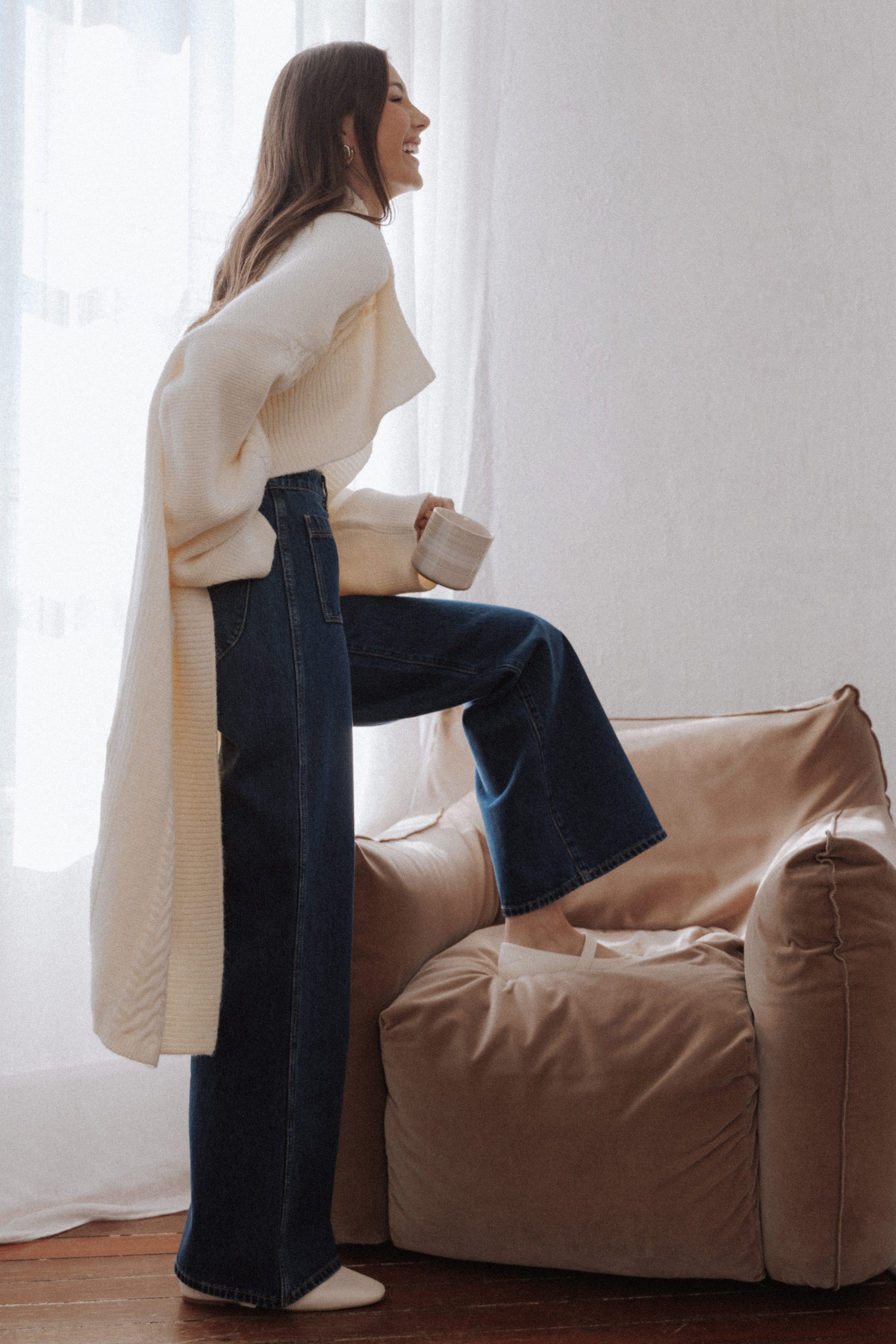 Petal and Pup USA KNITWEAR Nova Long Cardigan - Cream