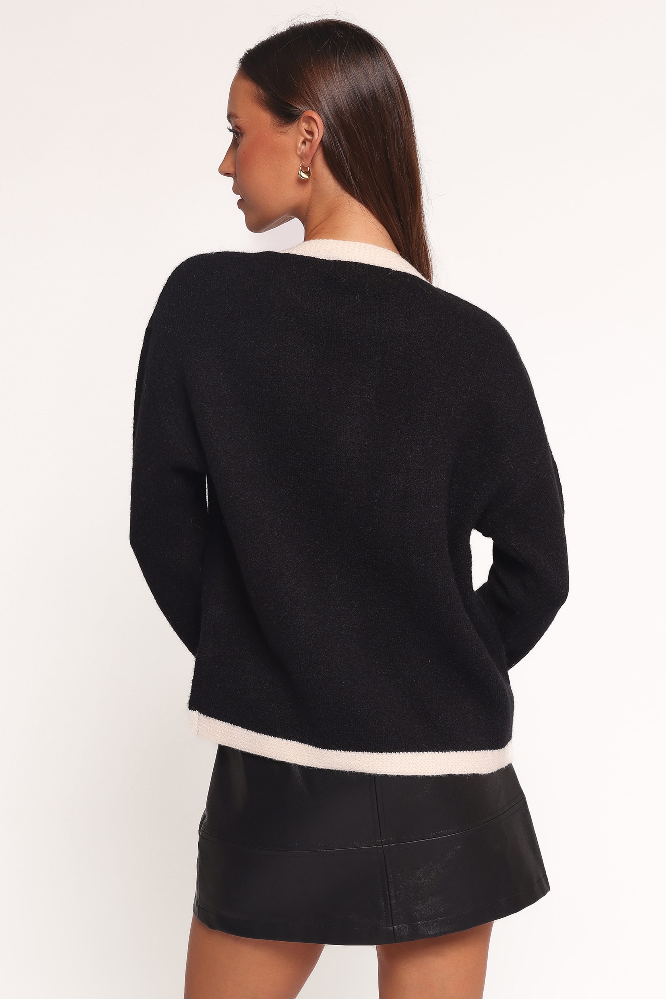 Petal and Pup USA KNITWEAR Orabelle Contrast Hem Cardigan - Black