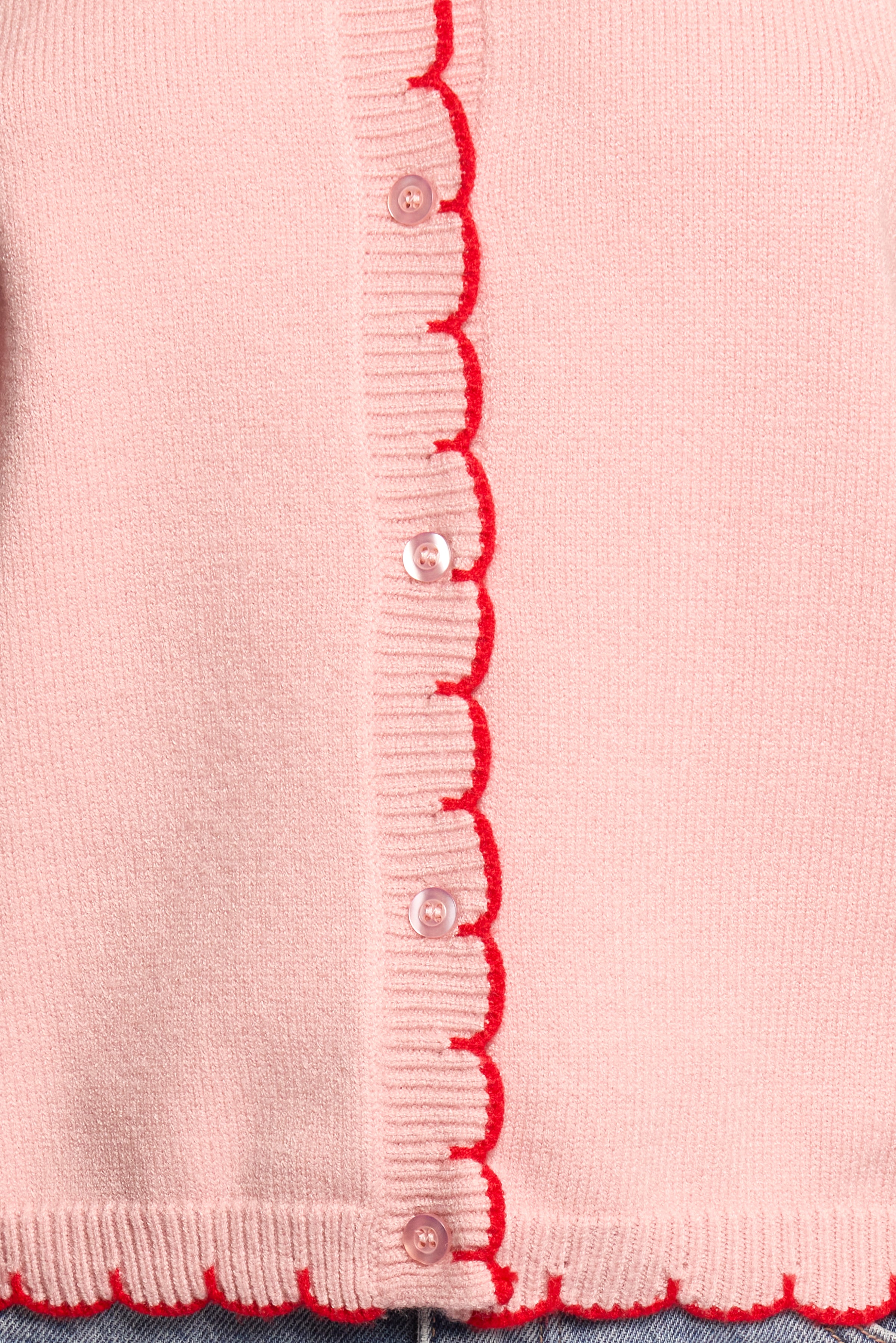 Petal and Pup USA KNITWEAR Payton Scallop Cardigan - Pink Red