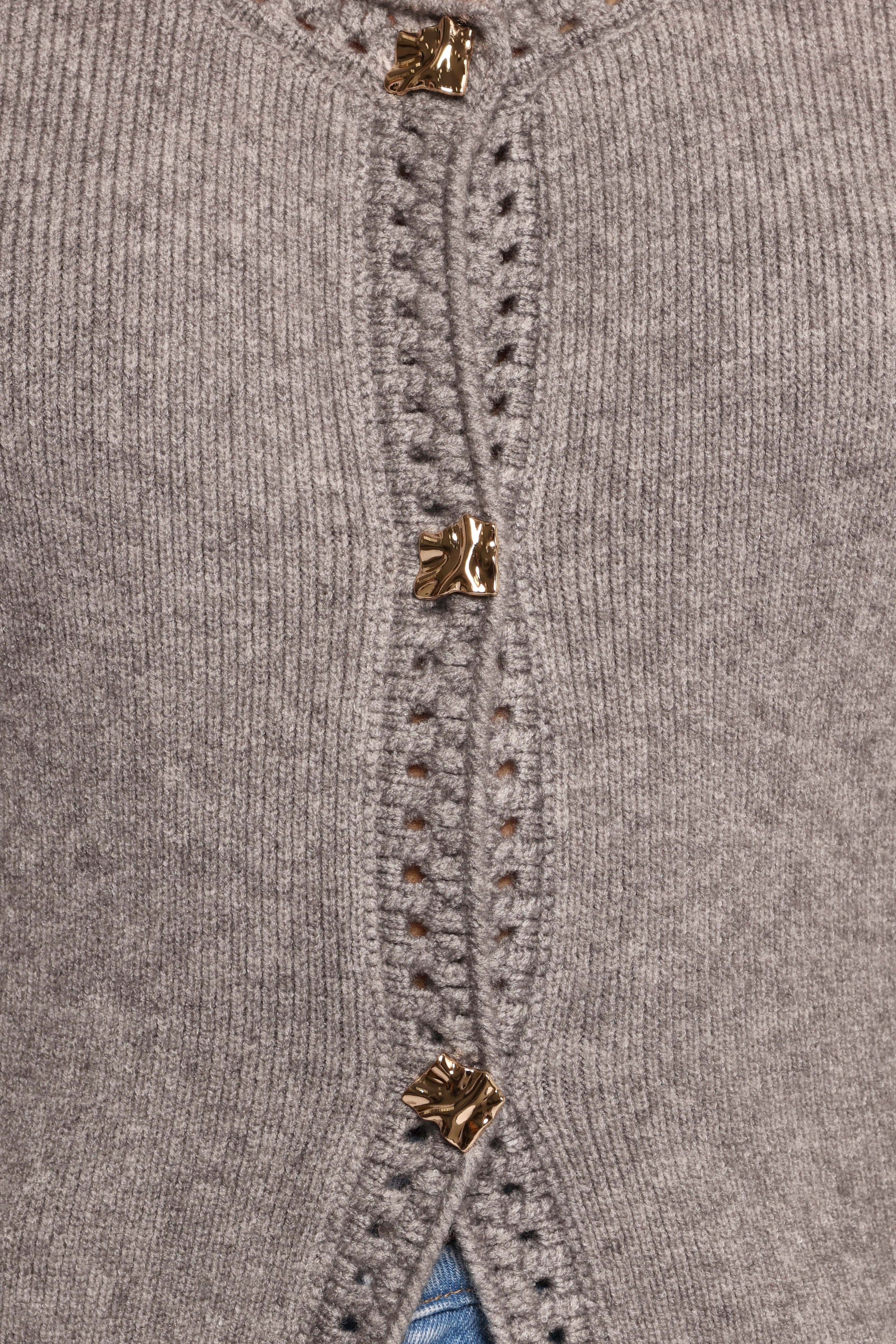 Petal and Pup USA KNITWEAR Quay Button Front Cardigan - Heather Grey (Hold for Rack)
