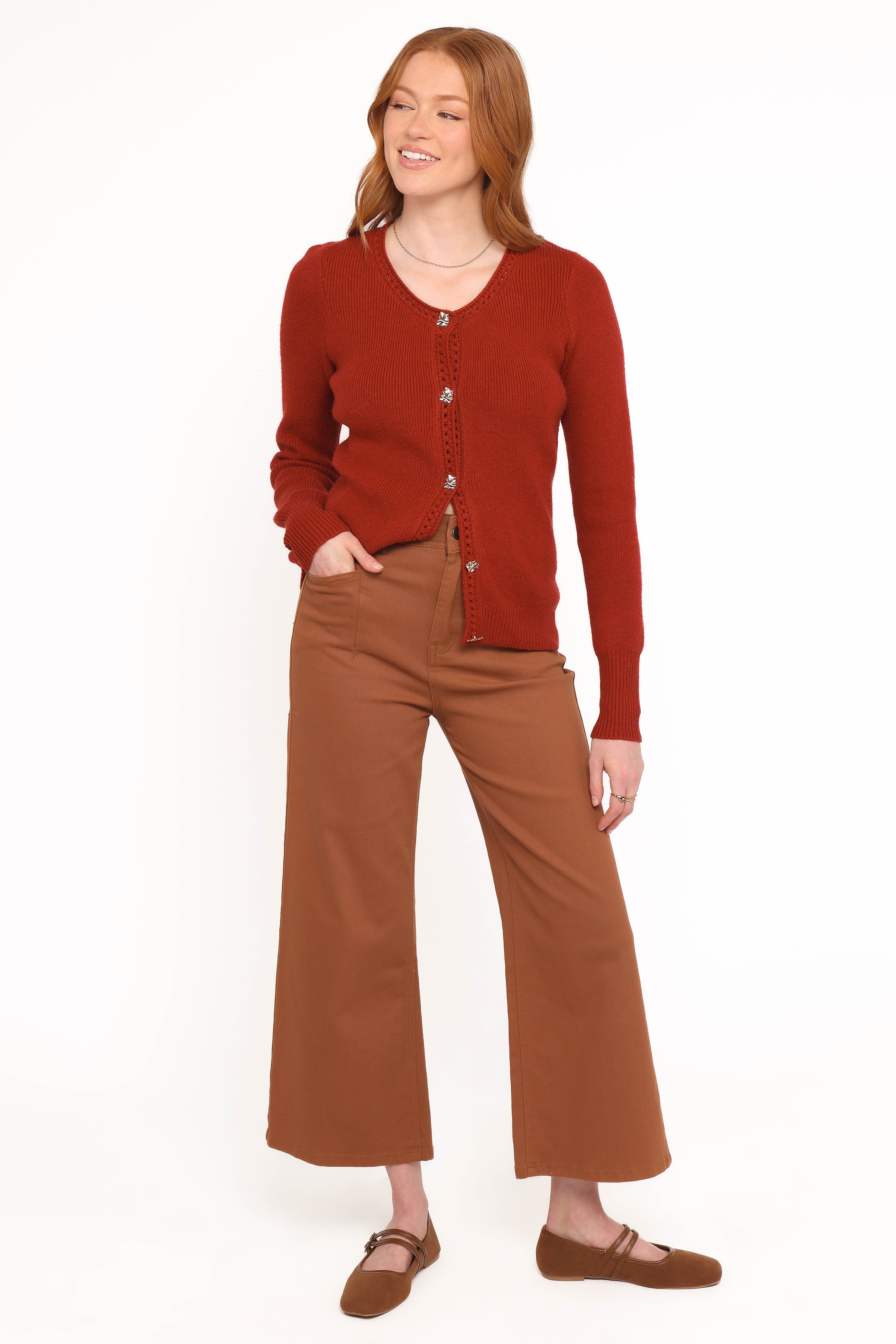Petal and Pup USA KNITWEAR Quay Button Front Cardigan - Red