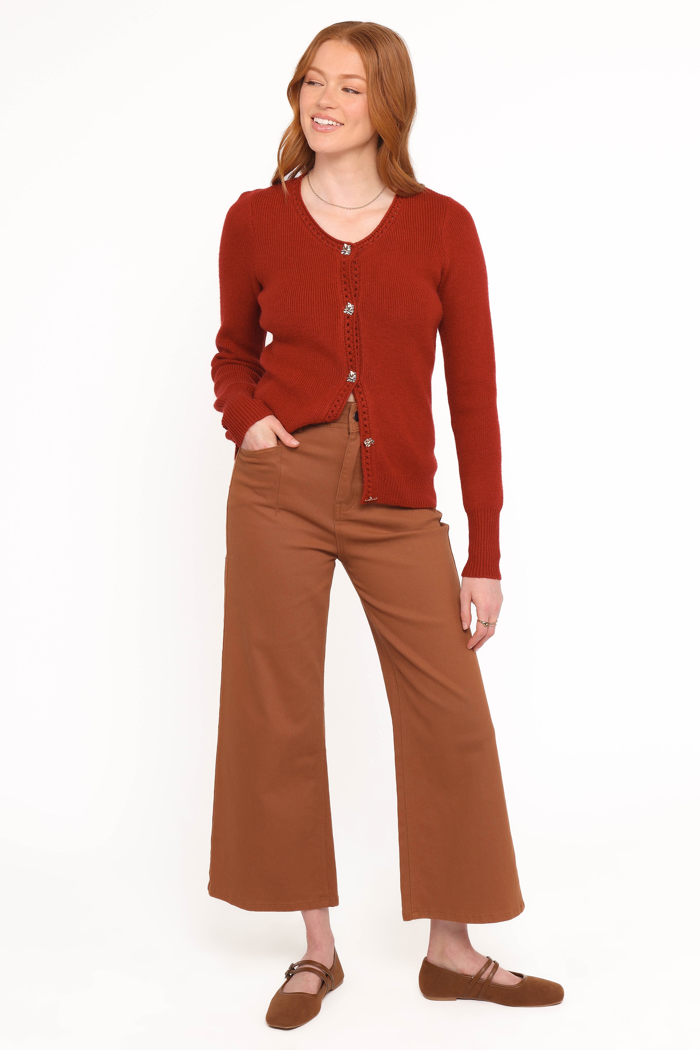 Petal and Pup USA KNITWEAR Quay Button Front Cardigan - Red