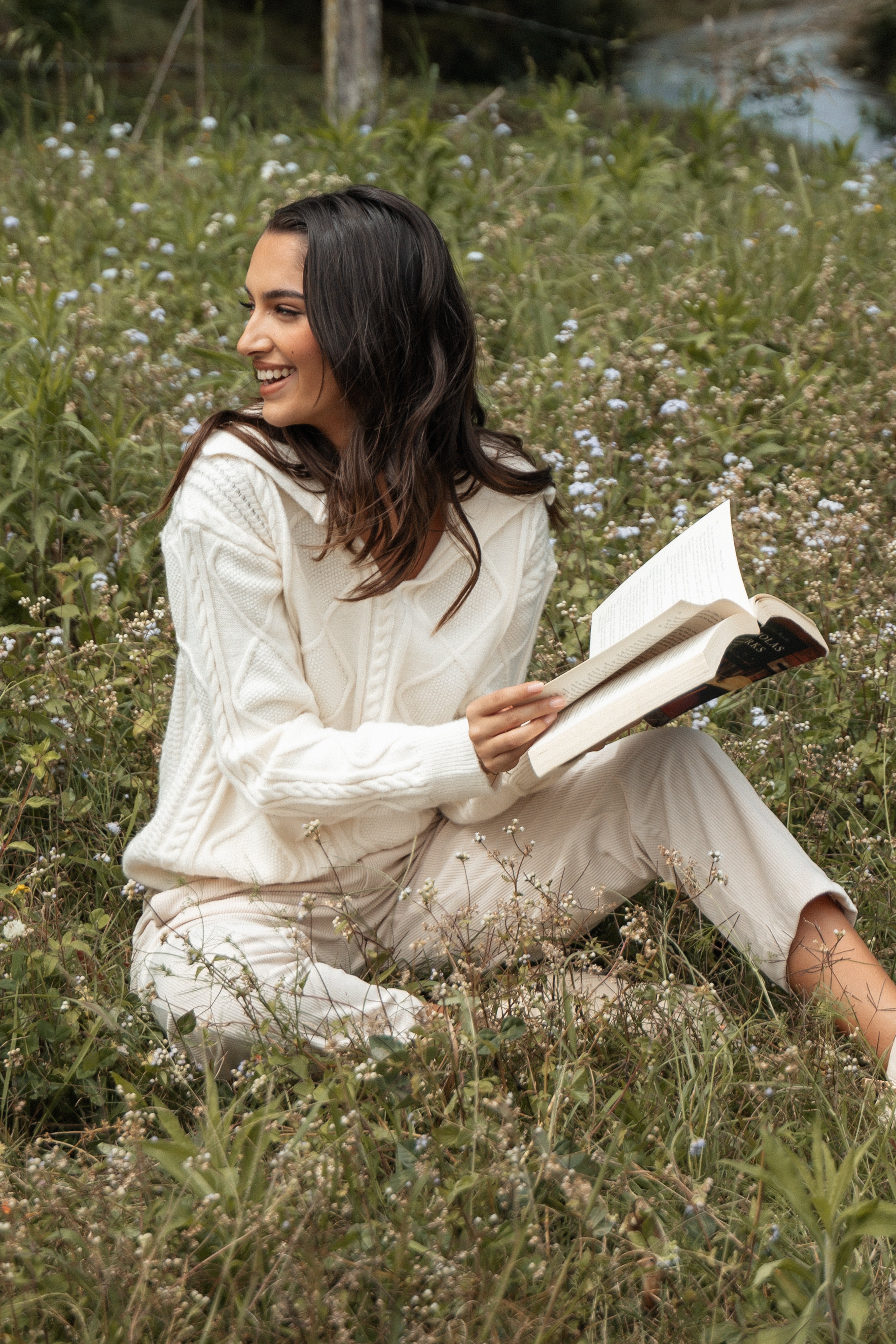 Petal and Pup USA KNITWEAR Robbie Collar Neck Cable Knit Sweater - Cream (Hold for Rack)