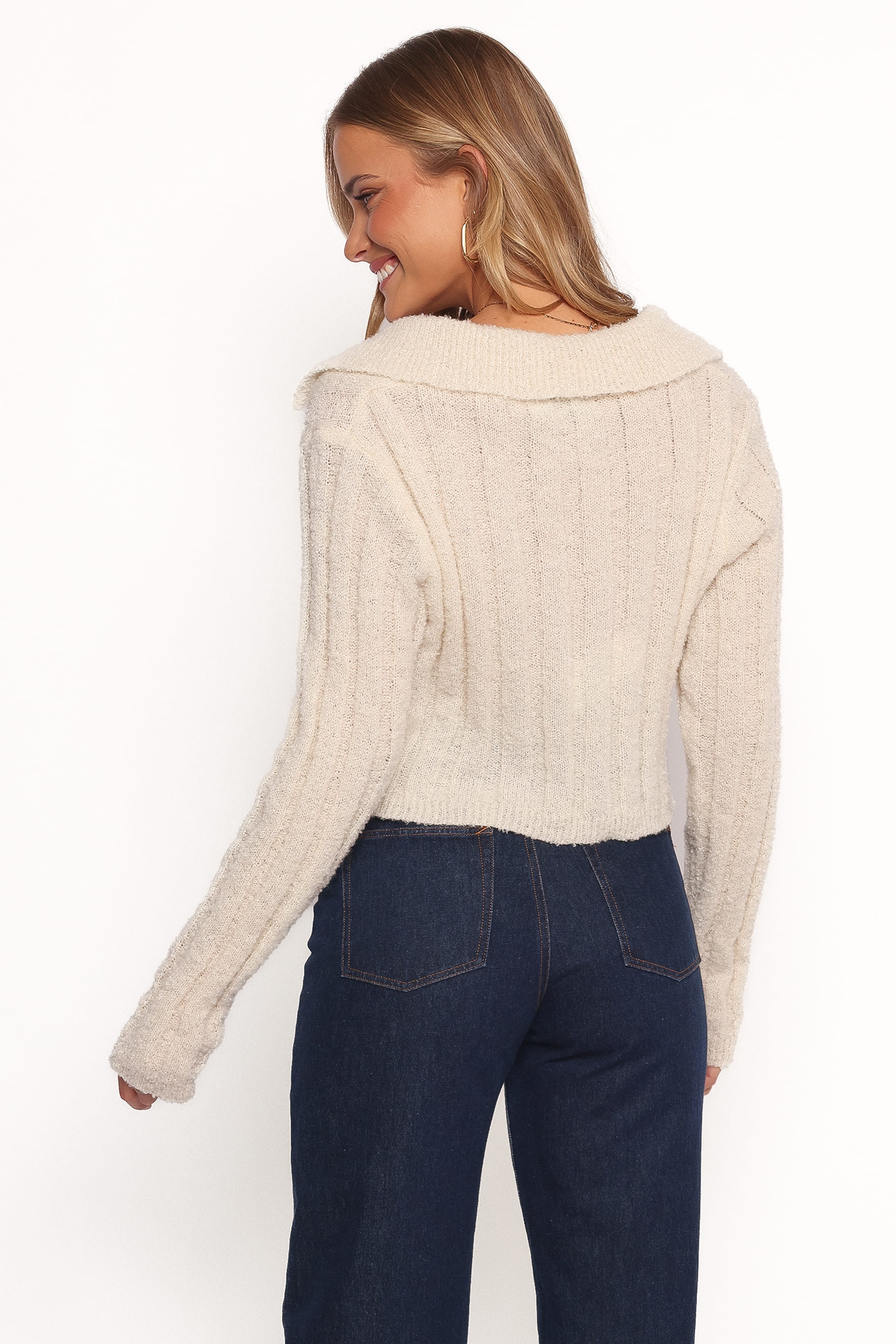 Petal and Pup USA KNITWEAR Romy Collar Knit Sweater - Ecru