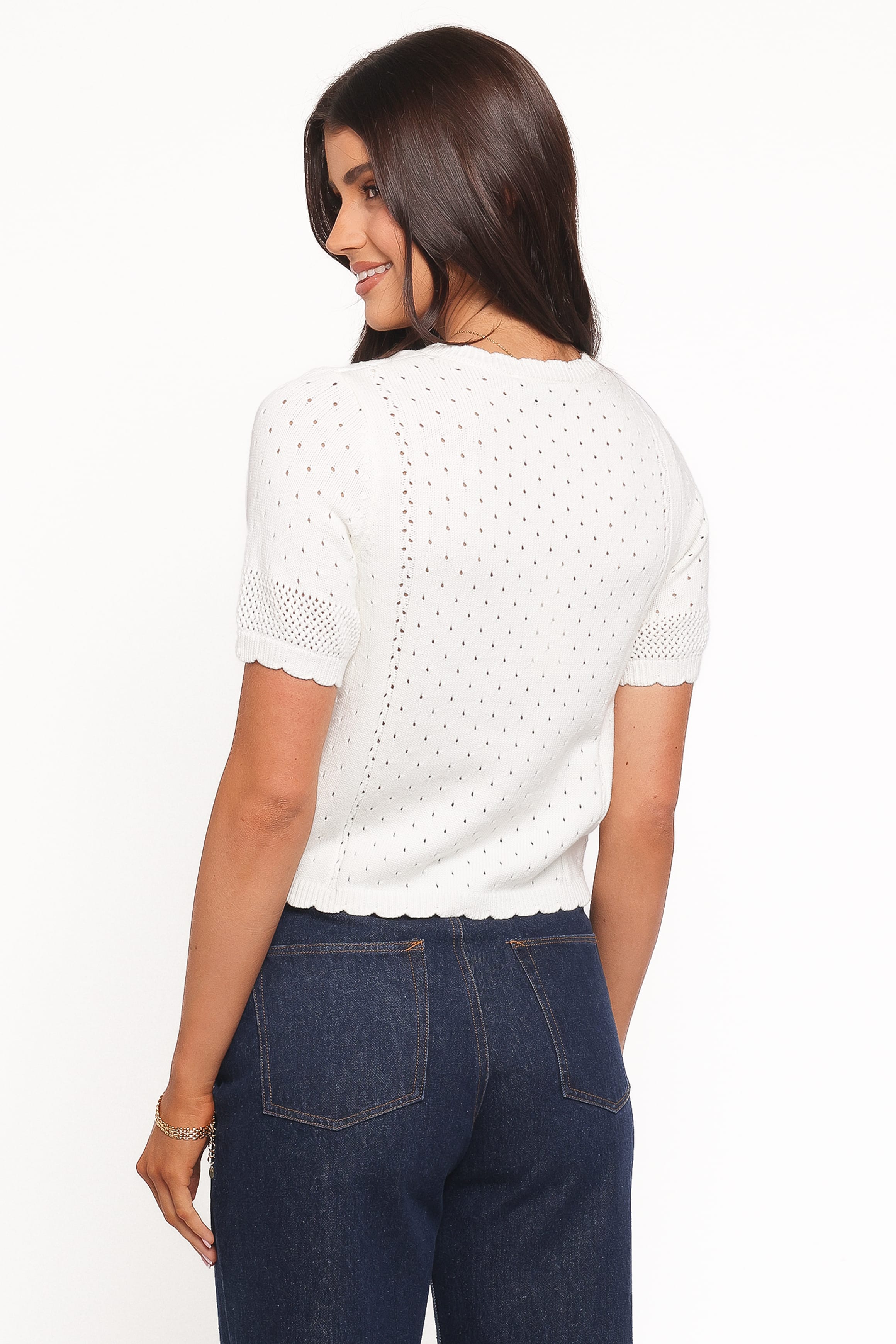 Petal and Pup USA KNITWEAR Rossi Floral Button Up Cardigan - White/Pink