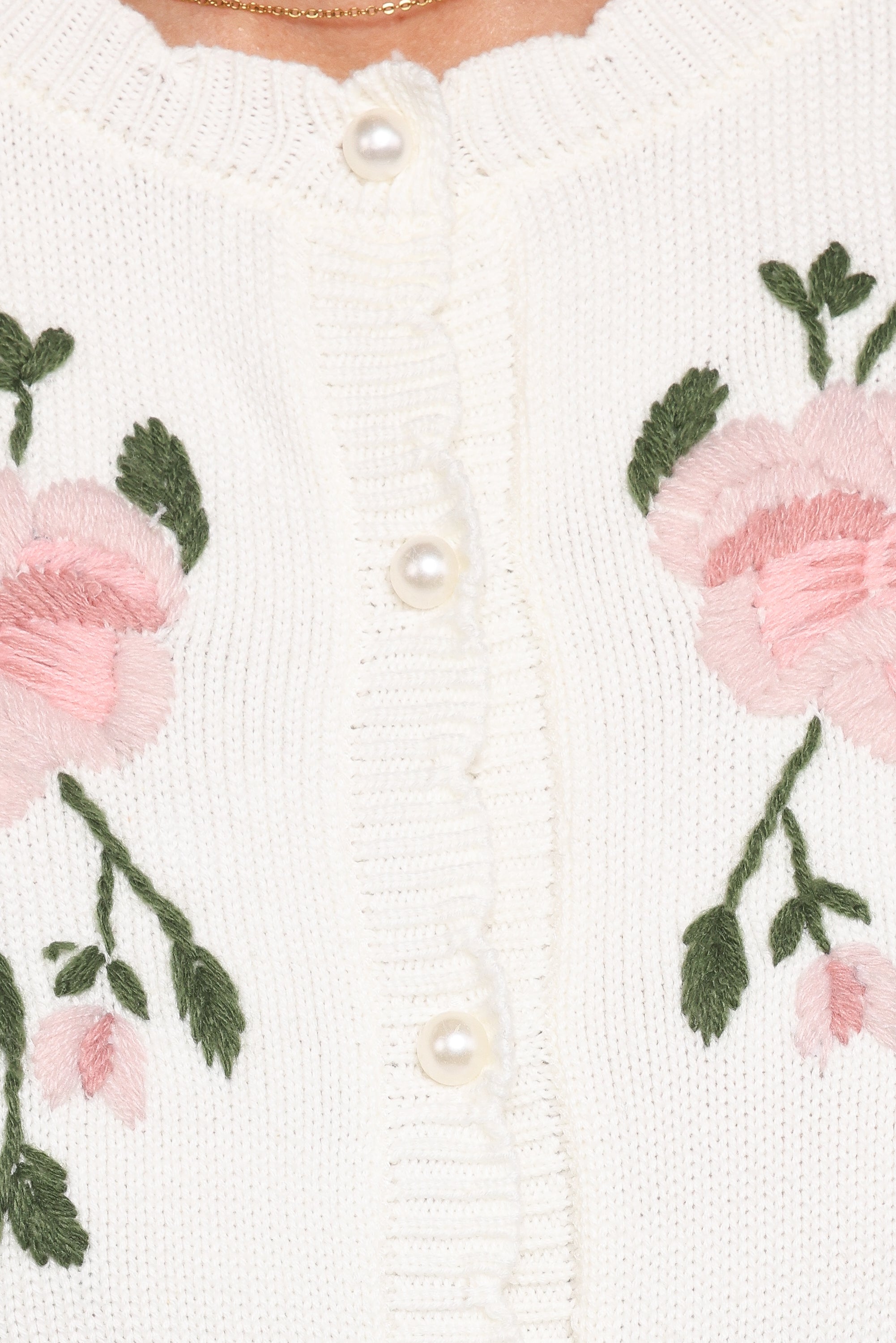 Petal and Pup USA KNITWEAR Rossi Floral Button Up Cardigan - White/Pink