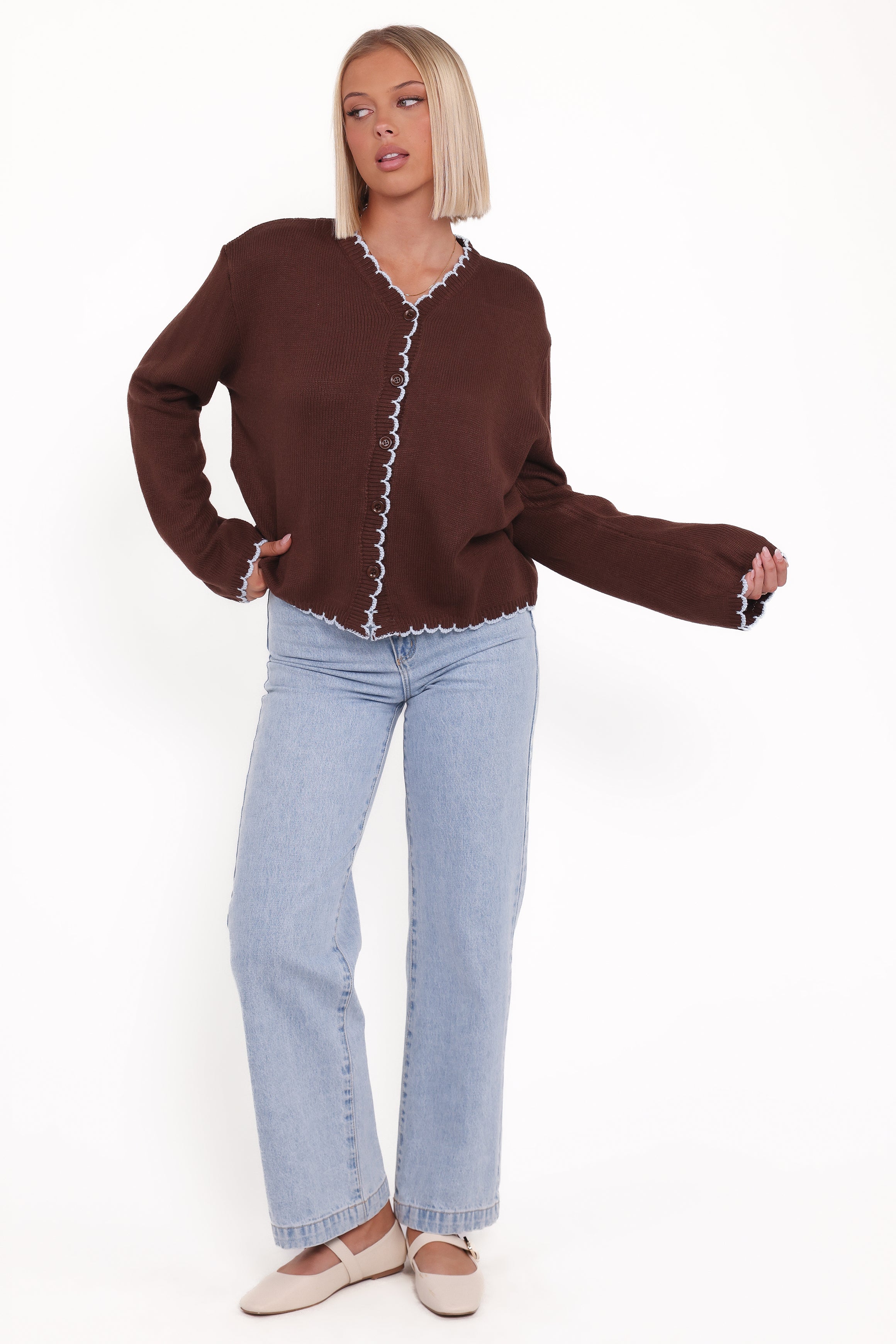 Petal and Pup USA KNITWEAR Ruby Knit Cardigan - Brown