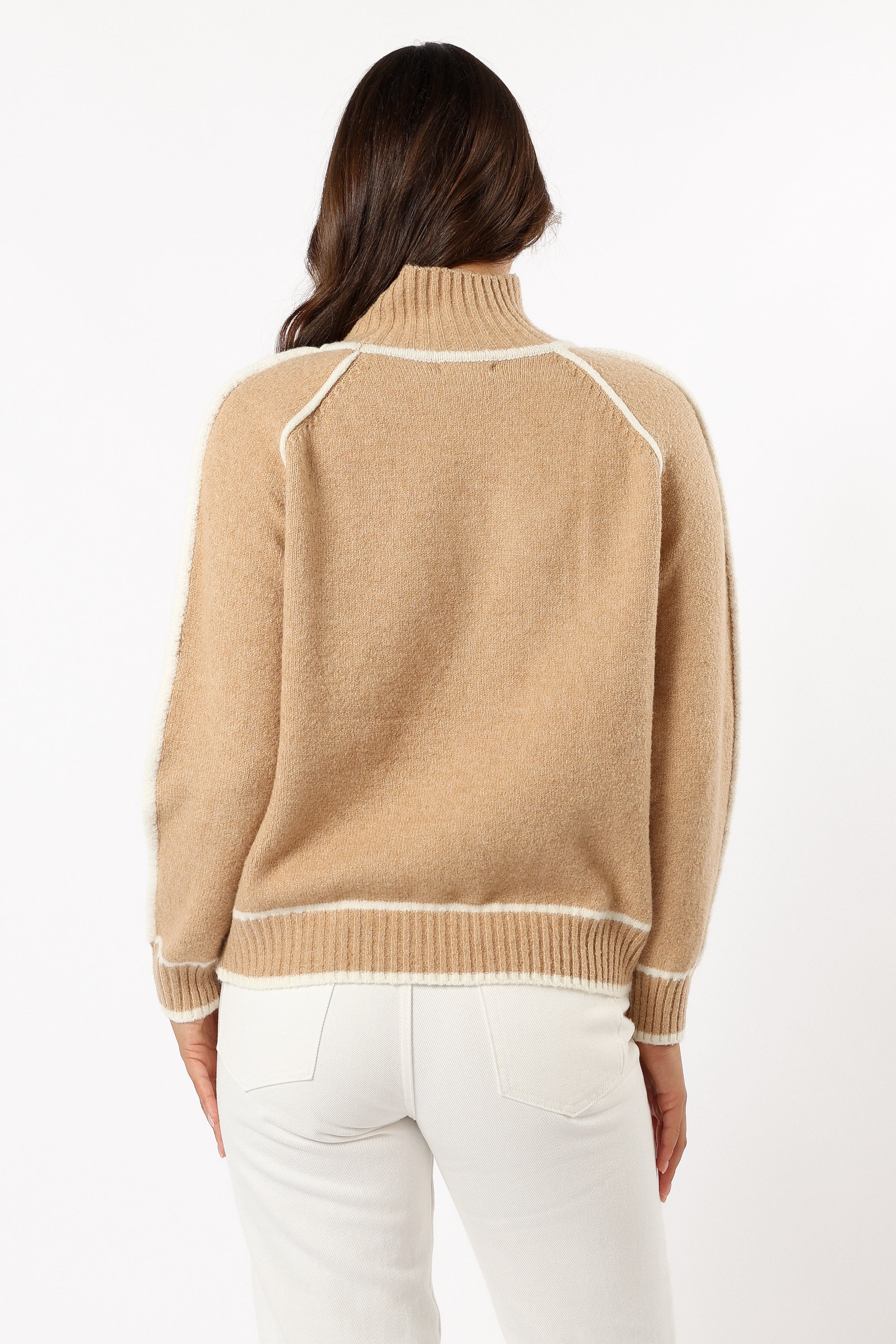 Petal and Pup USA KNITWEAR Rylee Contrast Hem Knit Sweater - Camel