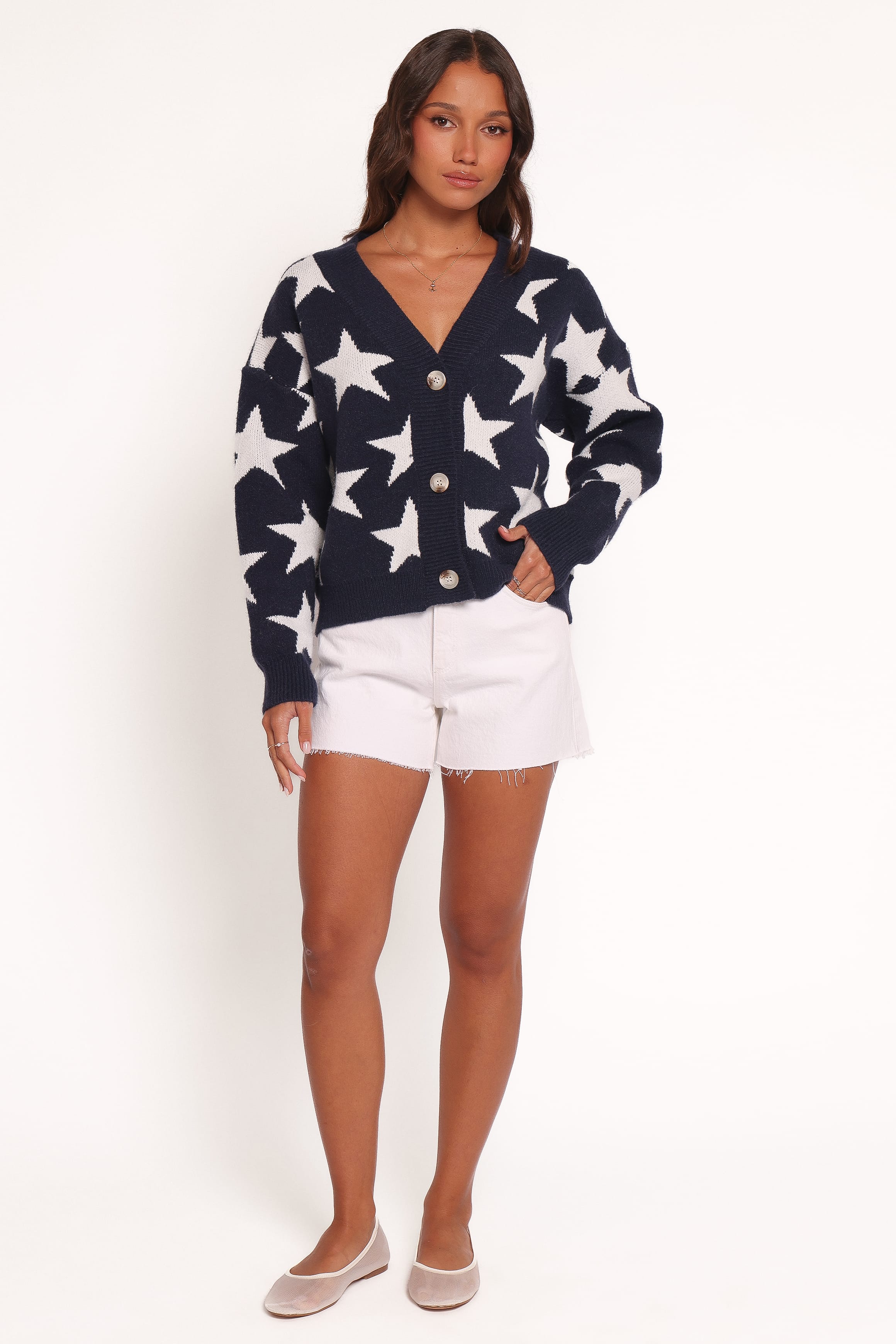 Petal and Pup USA KNITWEAR Sailor Star Knit Cardigan - Navy (Hold for Amazon)
