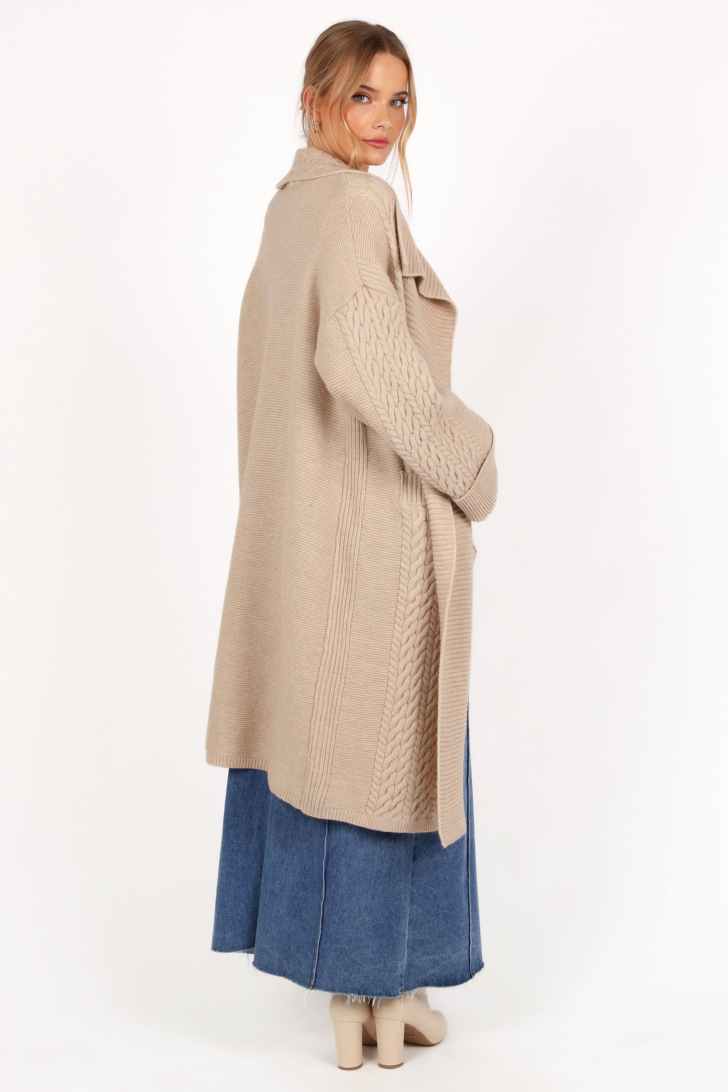 Petal and Pup USA KNITWEAR Soma Oversized Open Front Cardigan - Beige