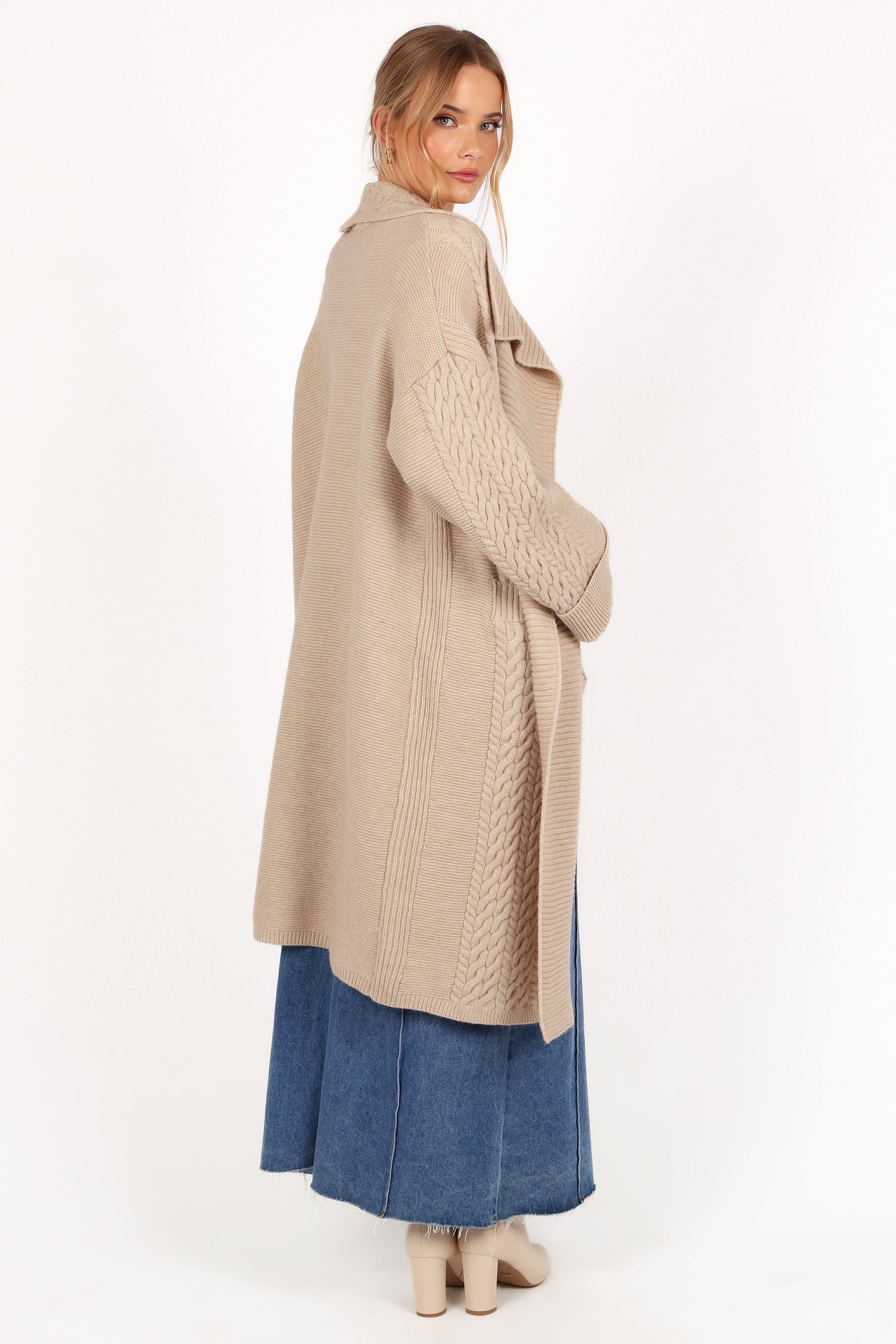 Petal and Pup USA KNITWEAR Soma Oversized Open Front Cardigan - Beige
