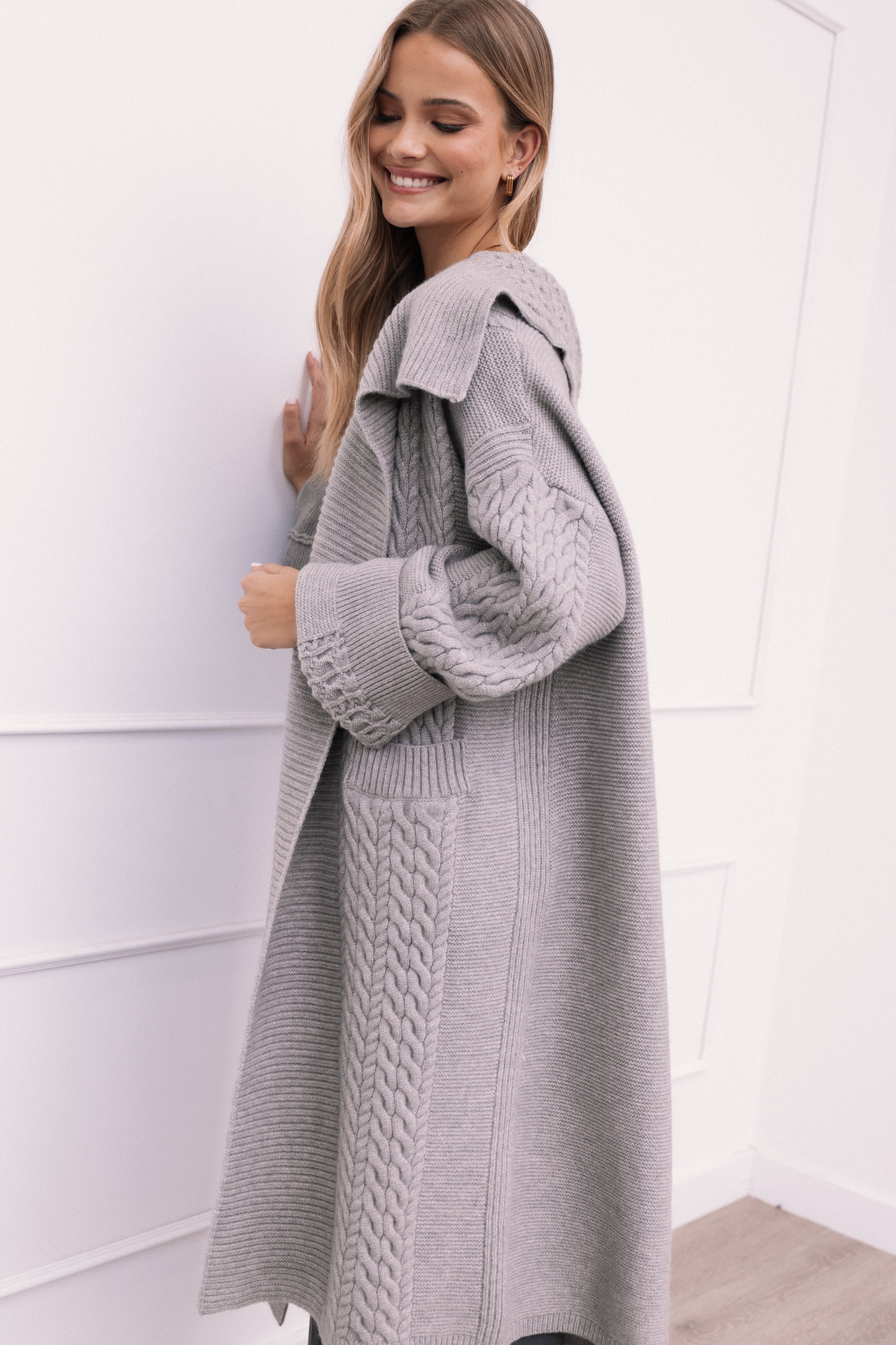 Petal and Pup USA KNITWEAR Soma Oversized Open Front Cardigan - Grey