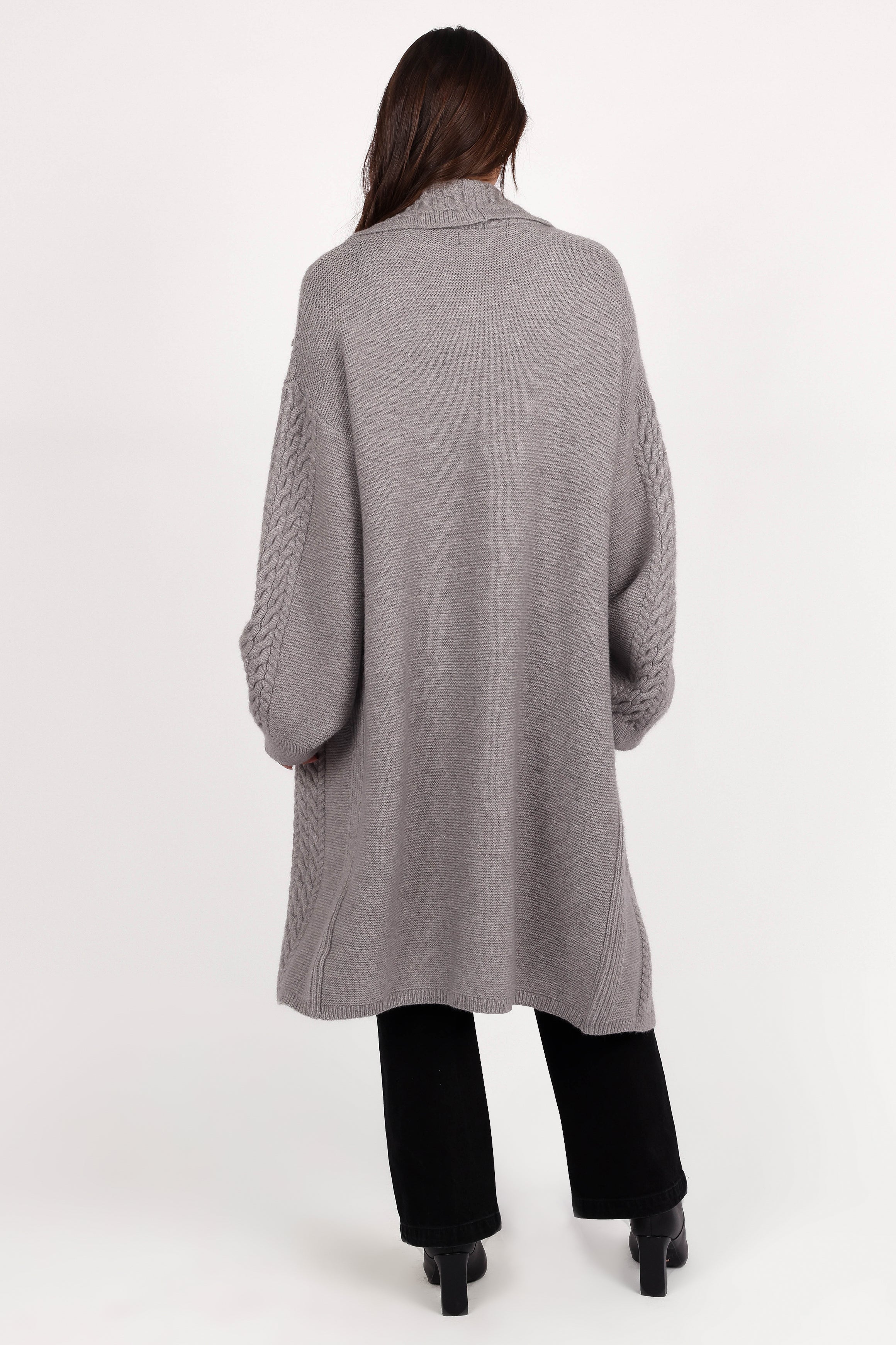 Petal and Pup USA KNITWEAR Soma Oversized Open Front Cardigan - Grey
