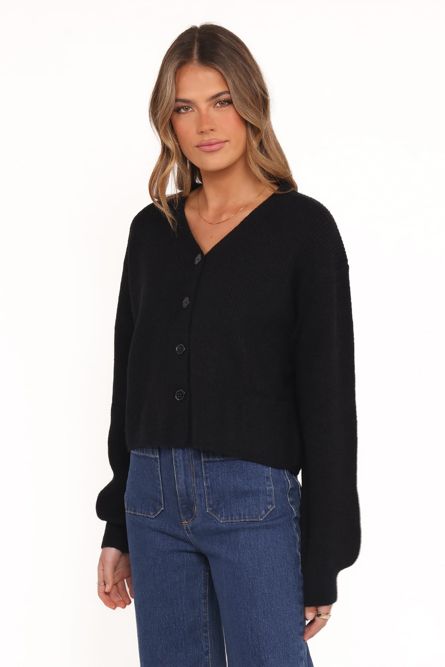 Petal and Pup USA KNITWEAR Sybil Button Front Cardigan - Black