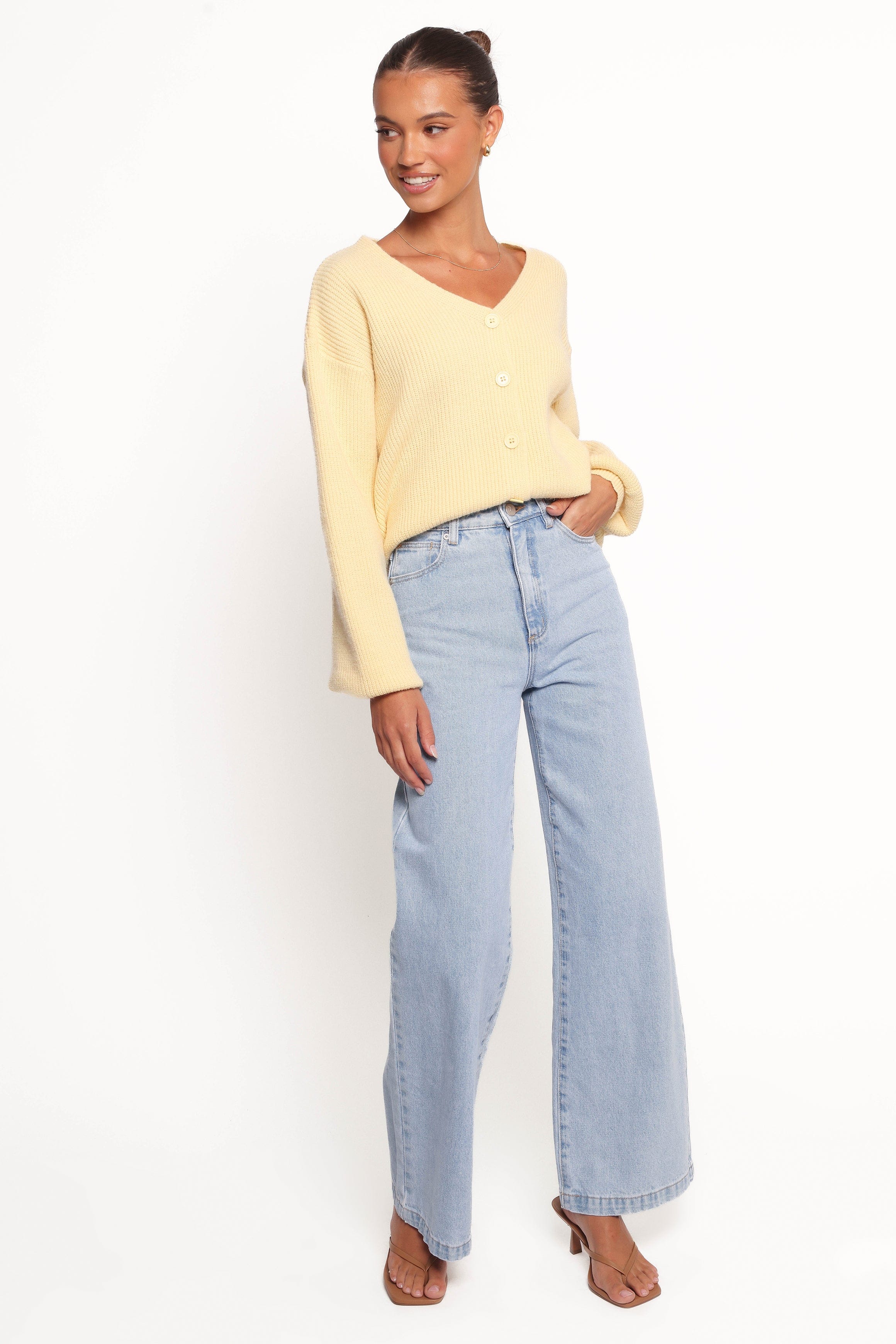 Petal and Pup USA KNITWEAR Sybil Button Front Cardigan - Butter Yellow