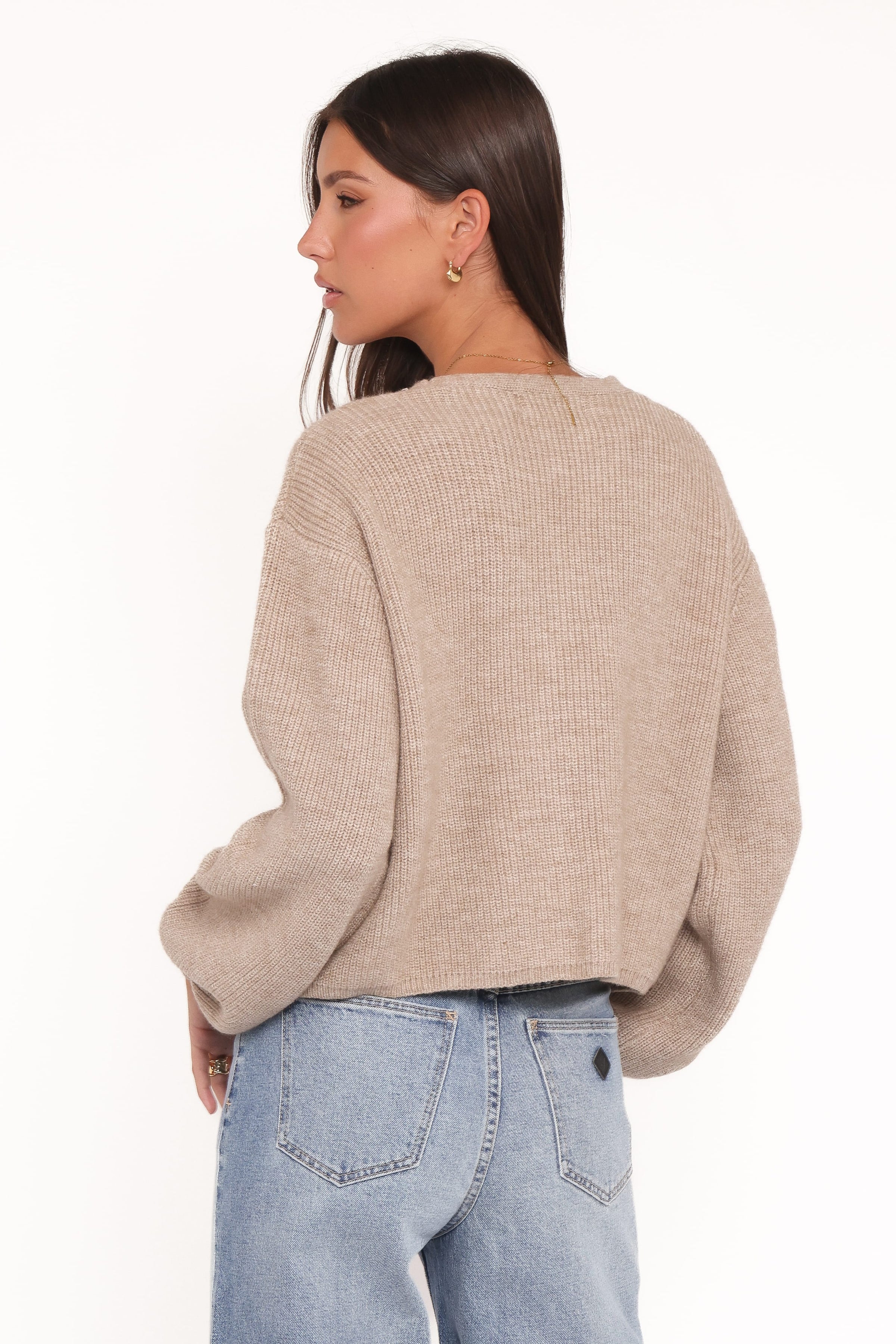 Petal and Pup USA KNITWEAR Sybil Button Front Cardigan - Mushroom