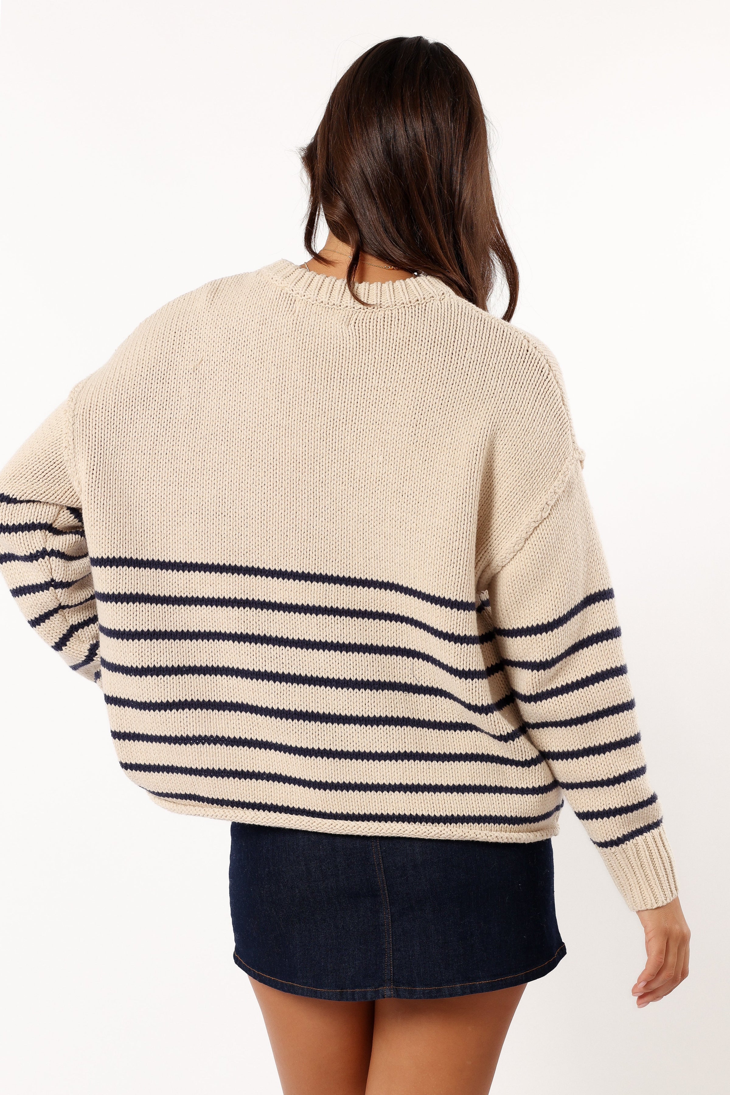 Petal and Pup USA KNITWEAR Tenzie Stripe Knit Sweater - Natural Navy