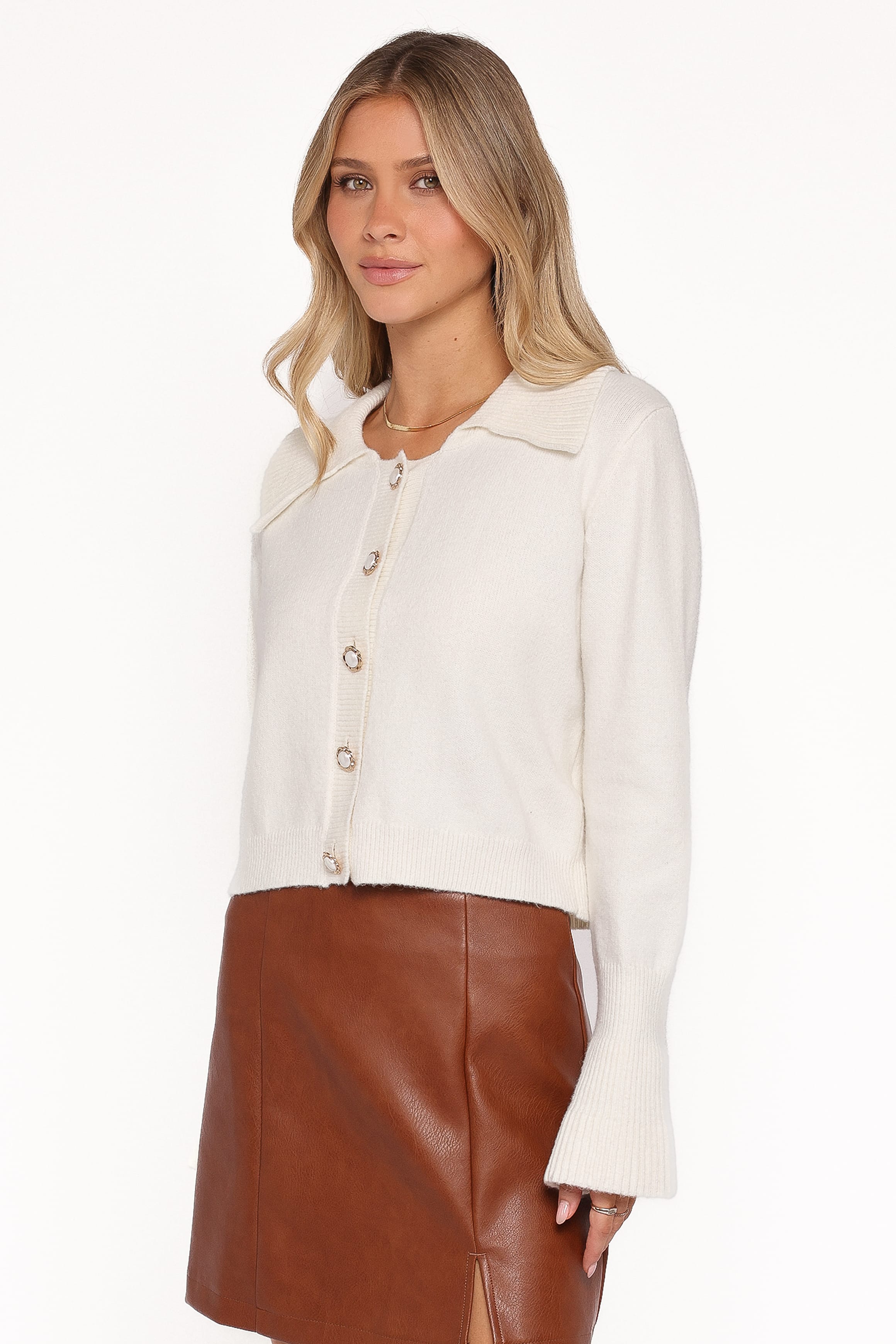 Petal and Pup USA KNITWEAR Thelma Trumpet Sleeve Cardigan - Cream
