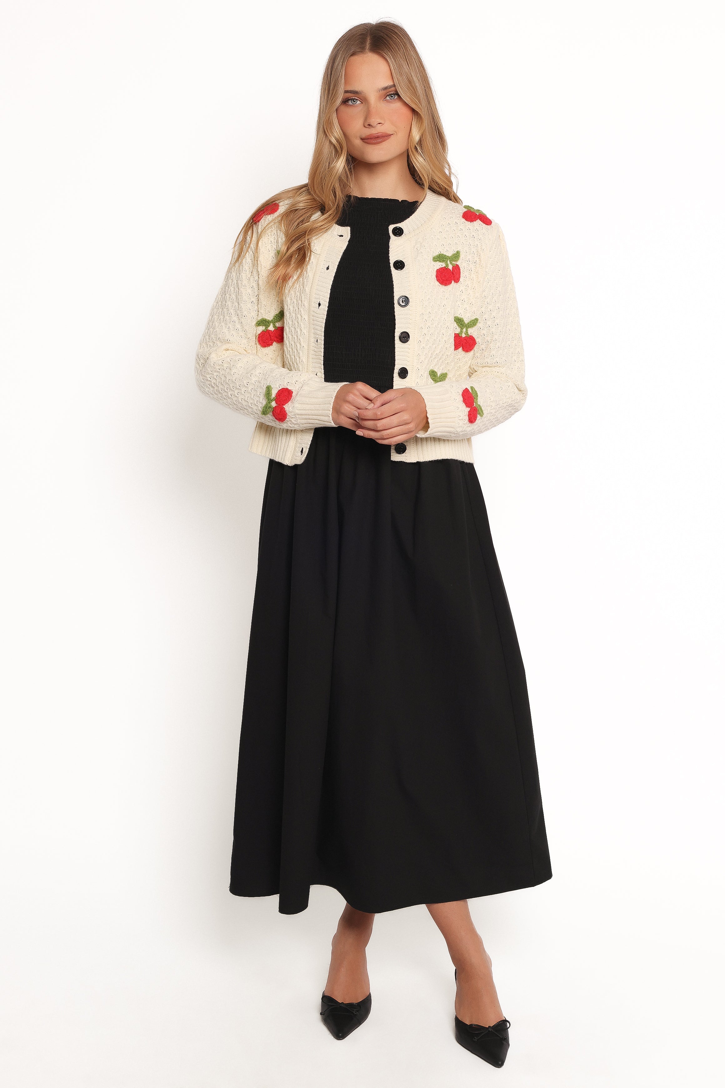 Petal and Pup USA KNITWEAR Trudie Cherry Cardigan - Cream