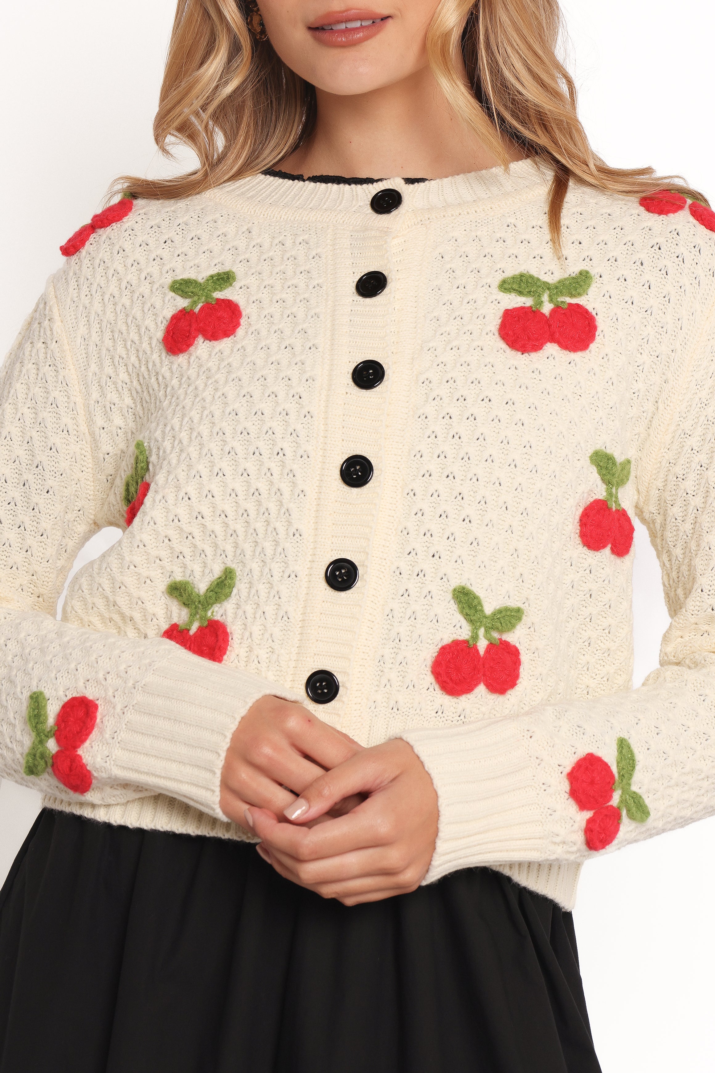 Petal and Pup USA KNITWEAR Trudie Cherry Cardigan - Cream