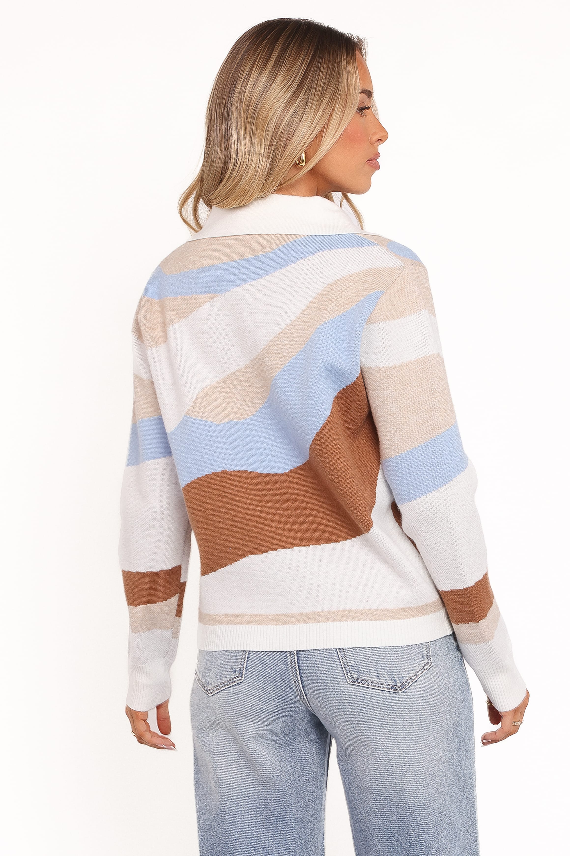 Petal and Pup USA KNITWEAR Tulula Abstract Print Cardigan - Cream