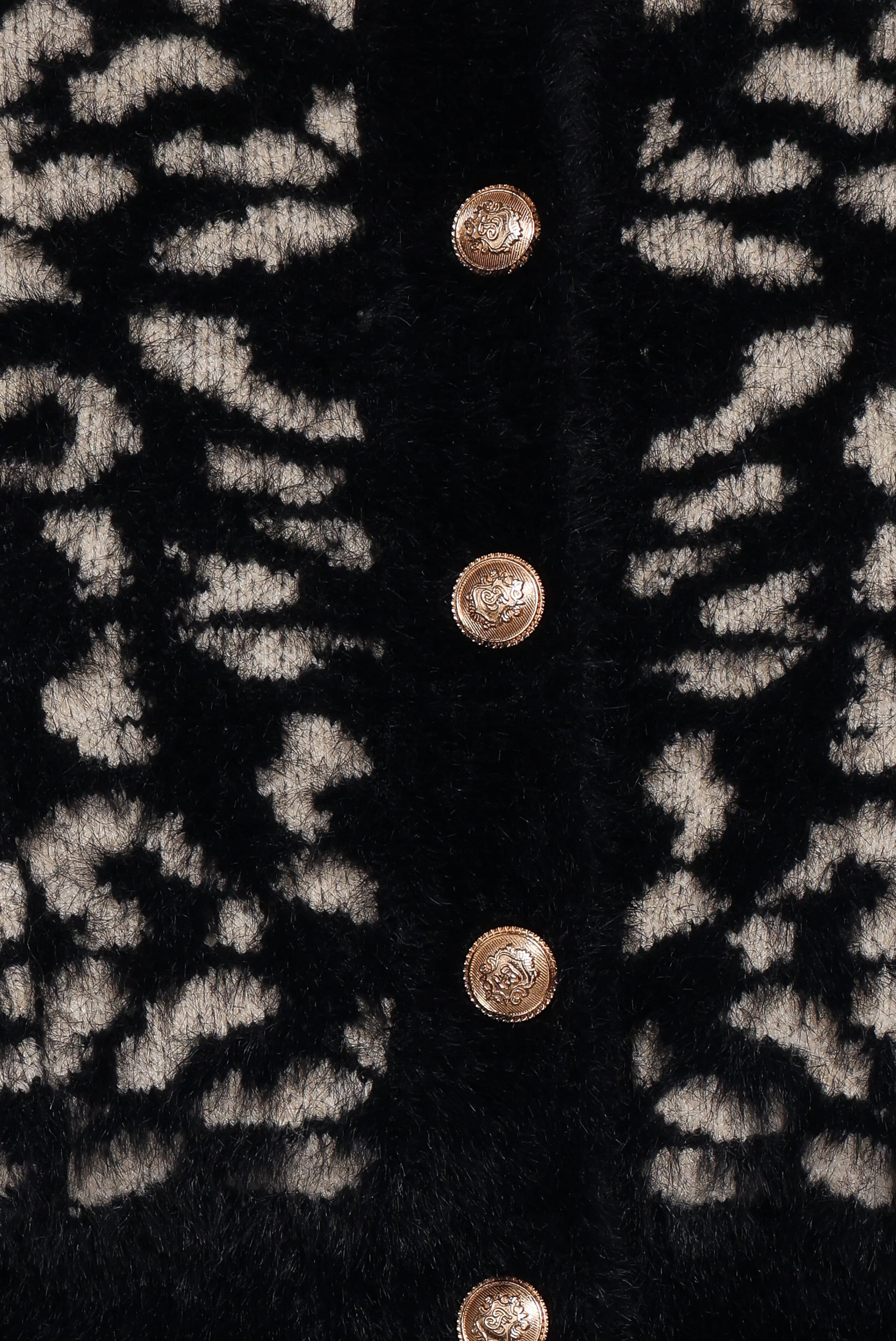 Petal and Pup USA KNITWEAR Tyra Animal Print Faux Mohair Cardigan - Black