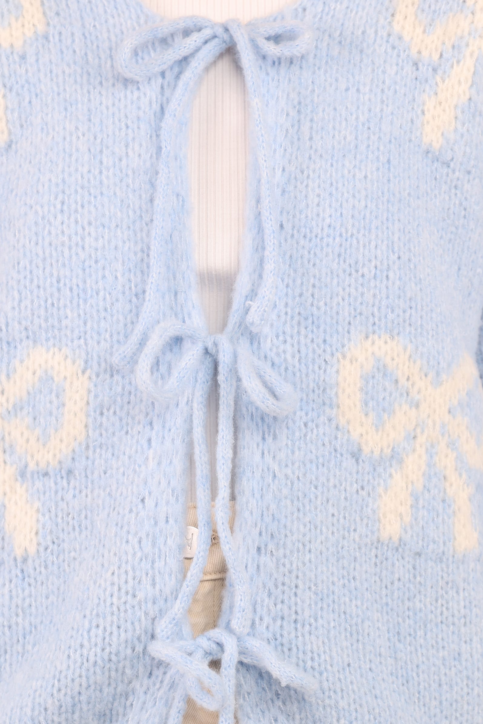 Petal and Pup USA KNITWEAR Vienna Bow Cardigan - Pale Blue