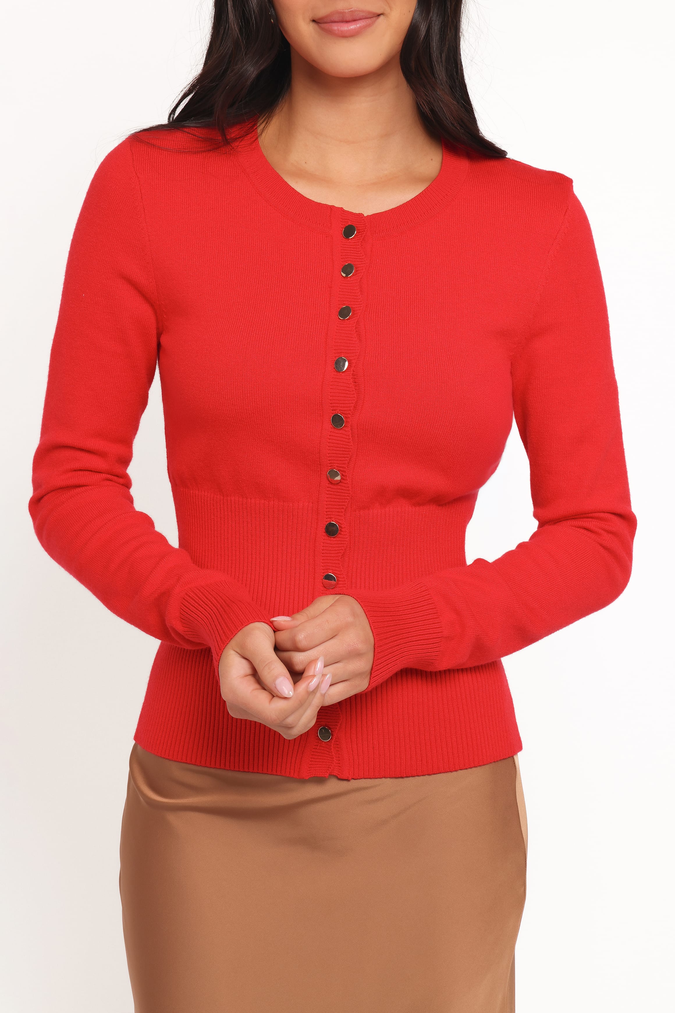 Petal and Pup USA KNITWEAR Walsh Scalloped Cardigan - Red