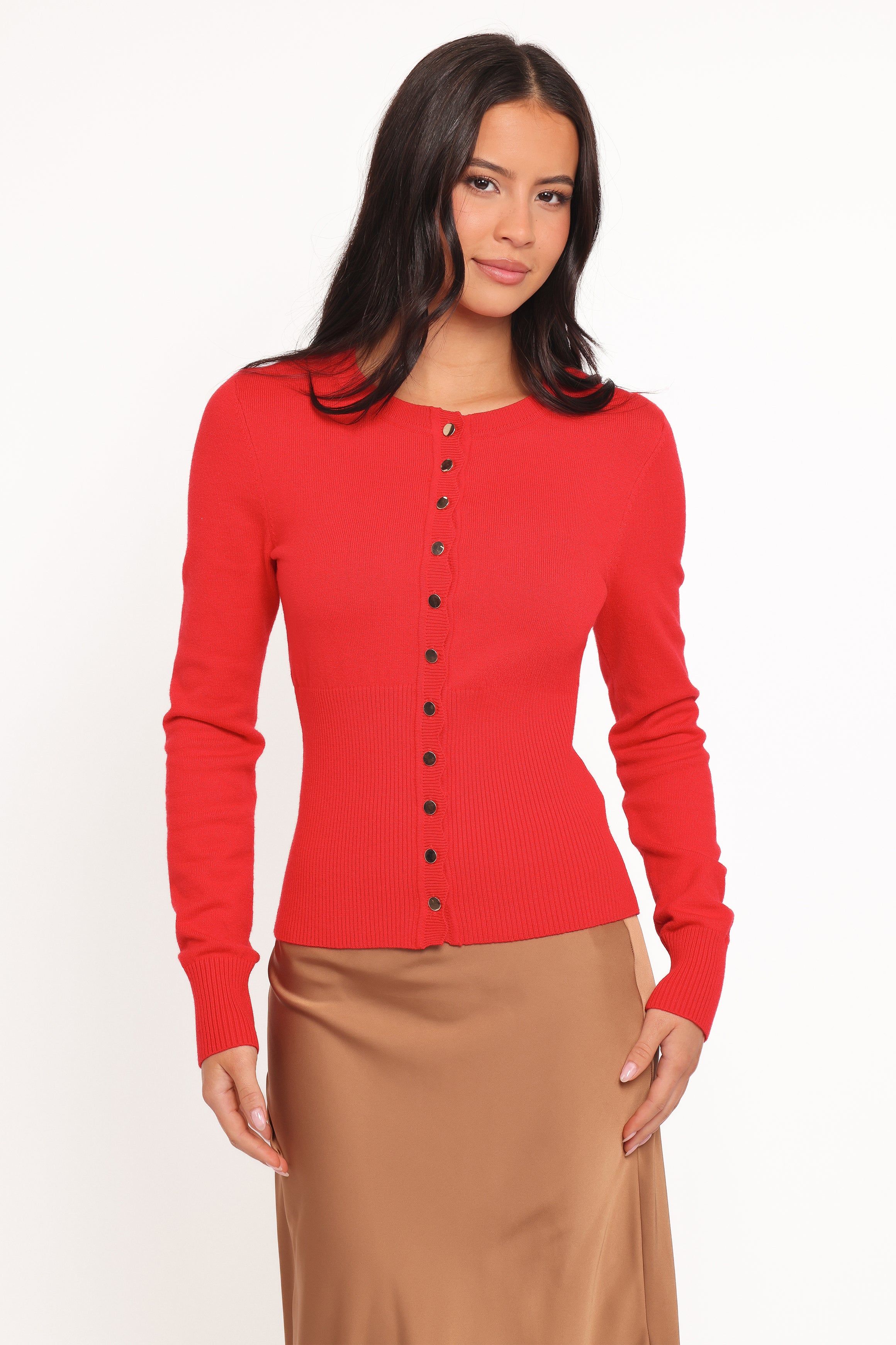 Petal and Pup USA KNITWEAR Walsh Scalloped Cardigan - Red
