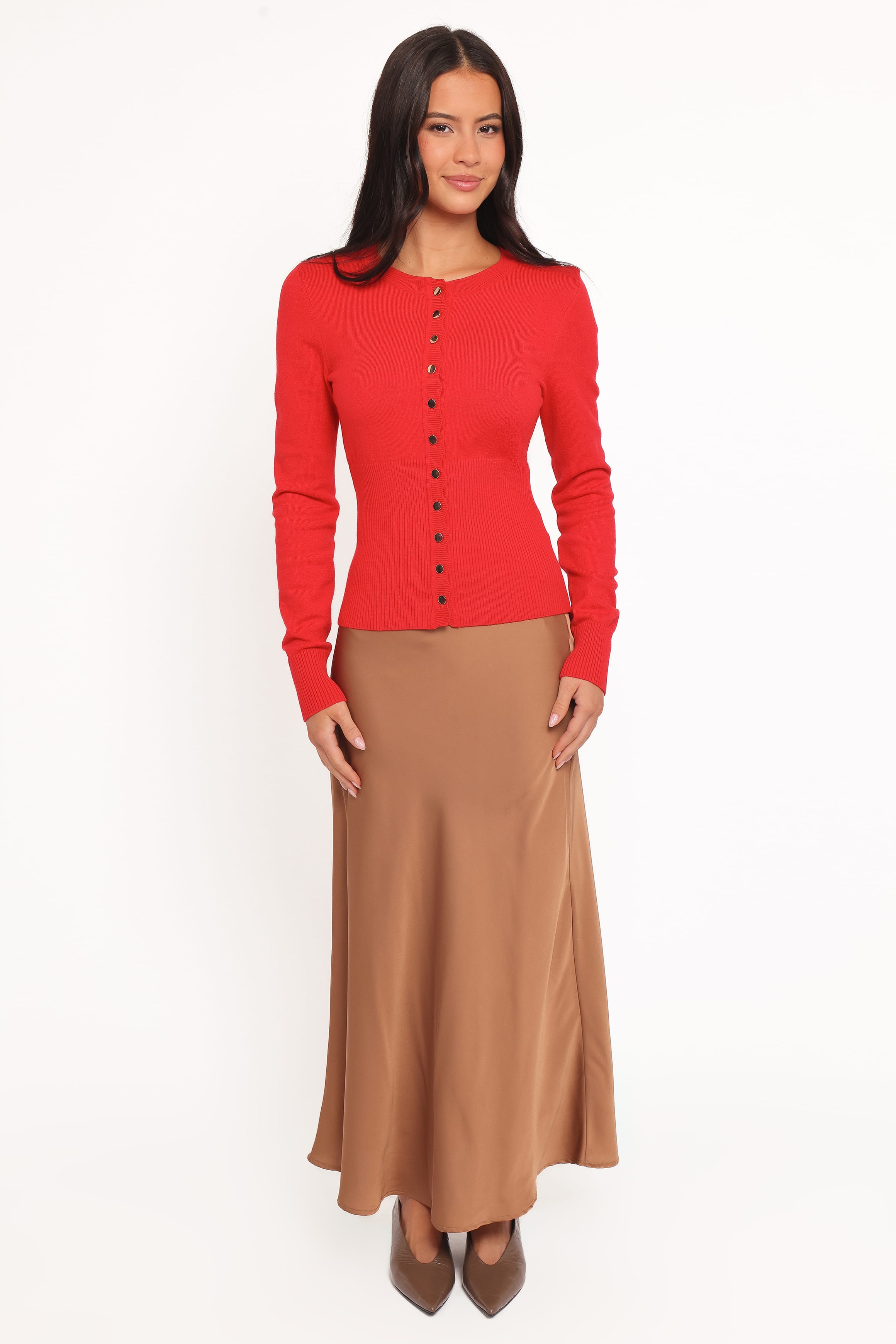 Petal and Pup USA KNITWEAR Walsh Scalloped Cardigan - Red
