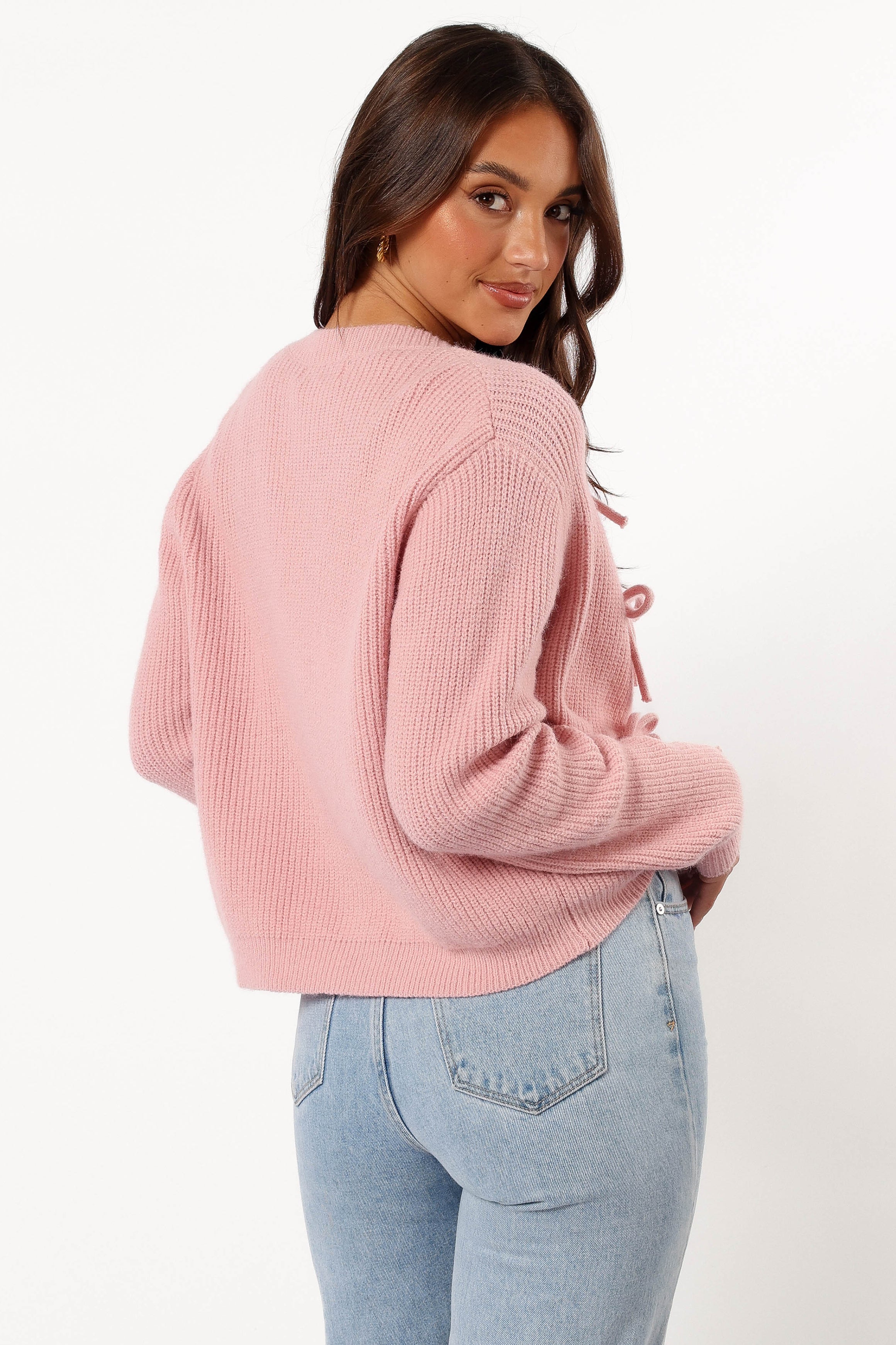 Petal and Pup USA KNITWEAR Wilde Bow Front Cardigan - Blush