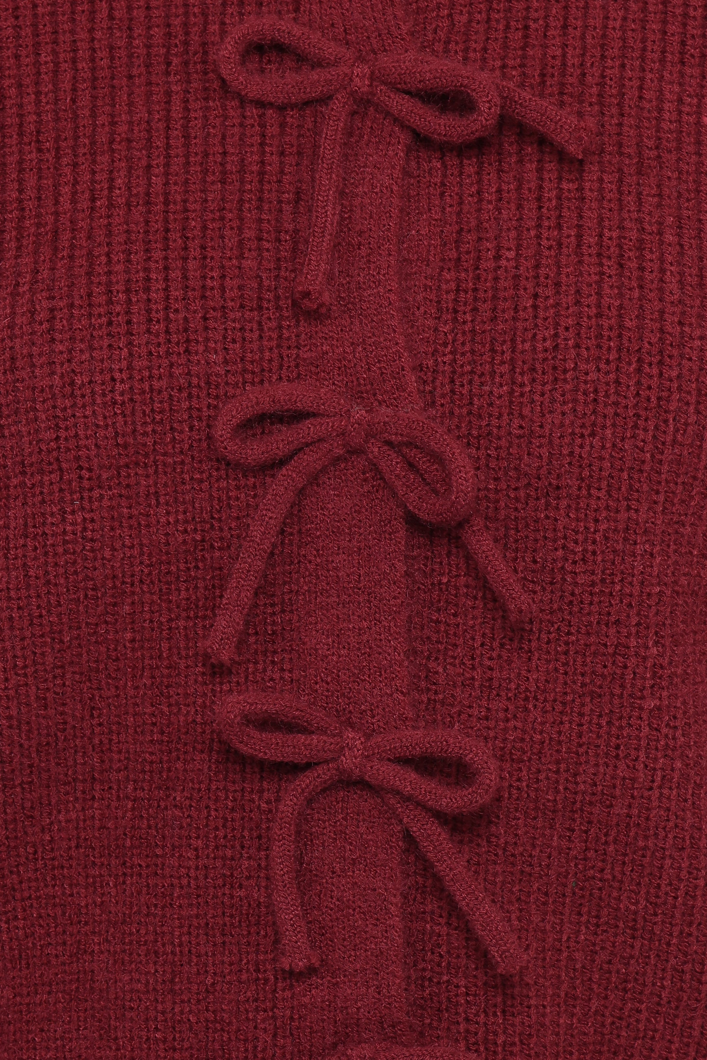 Petal and Pup USA KNITWEAR Wilde Bow Front Cardigan - Burgundy