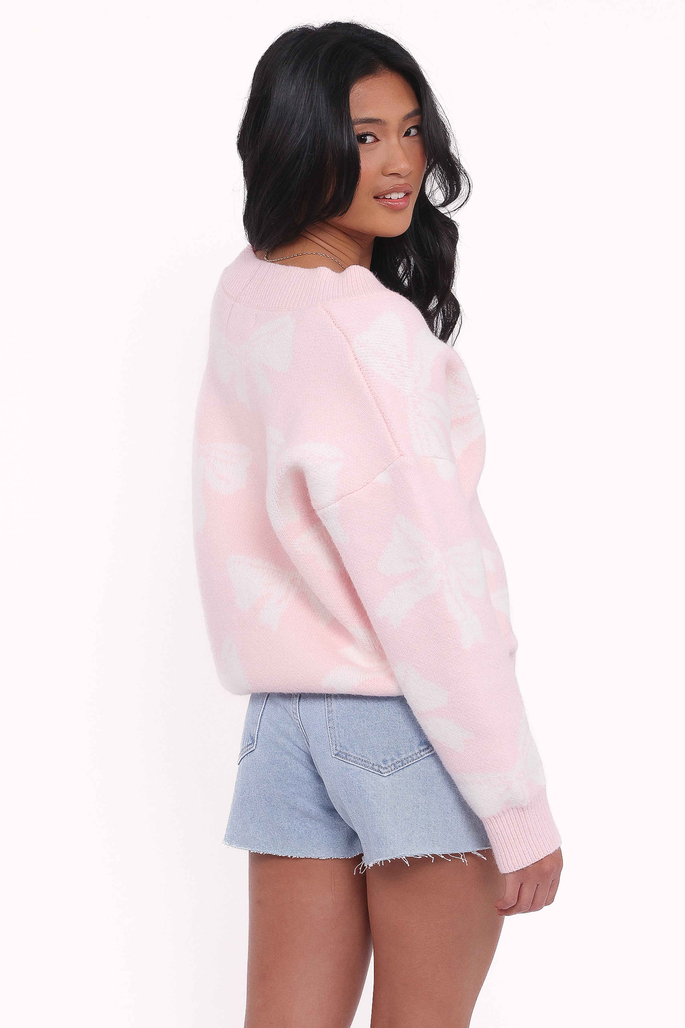 Petal and Pup USA KNITWEAR Wrenn Bow Knit Cardigan - Soft Pink (Hold for Amazon)