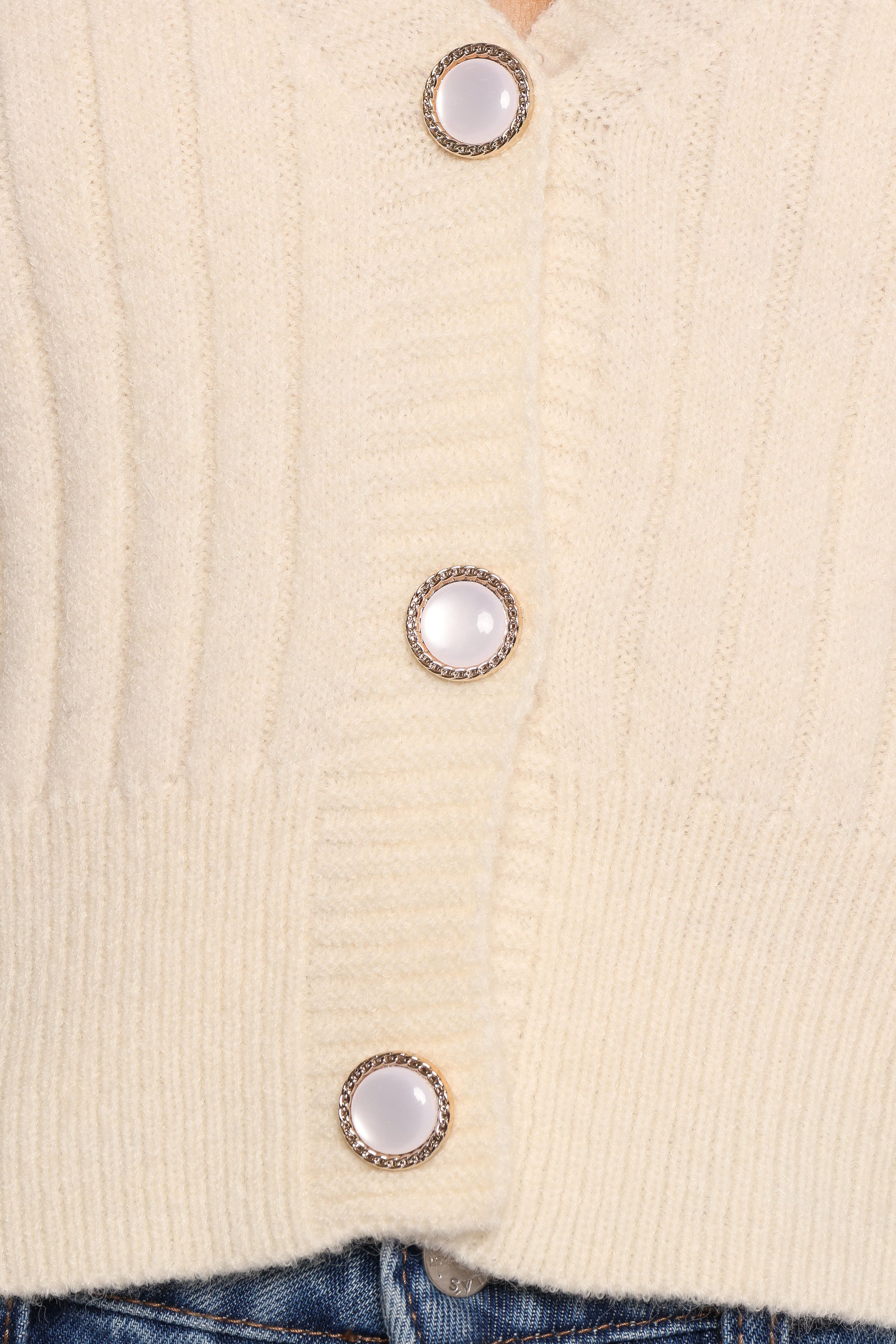 Petal and Pup USA KNITWEAR Zana Ribbed Ruffle Cuff Knit Sweater - Cream