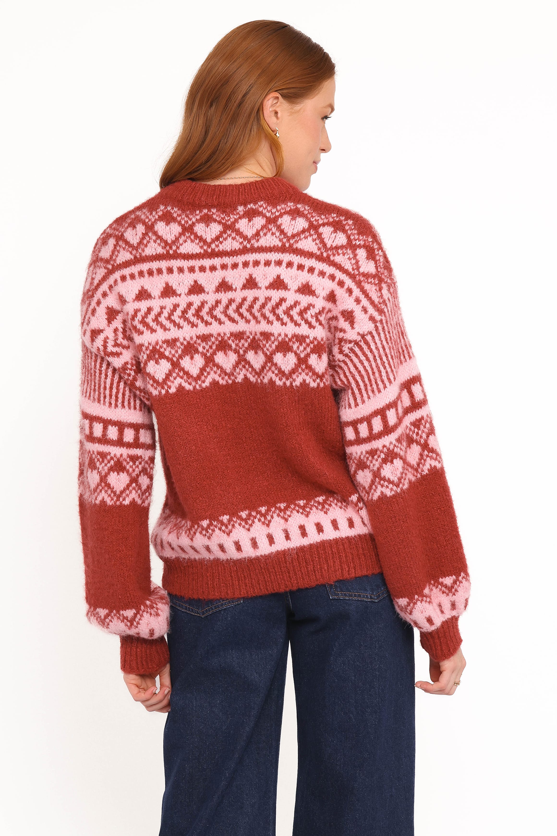 Petal and Pup USA KNITWEAR Zinnia Fairisle Knit Sweater - Red