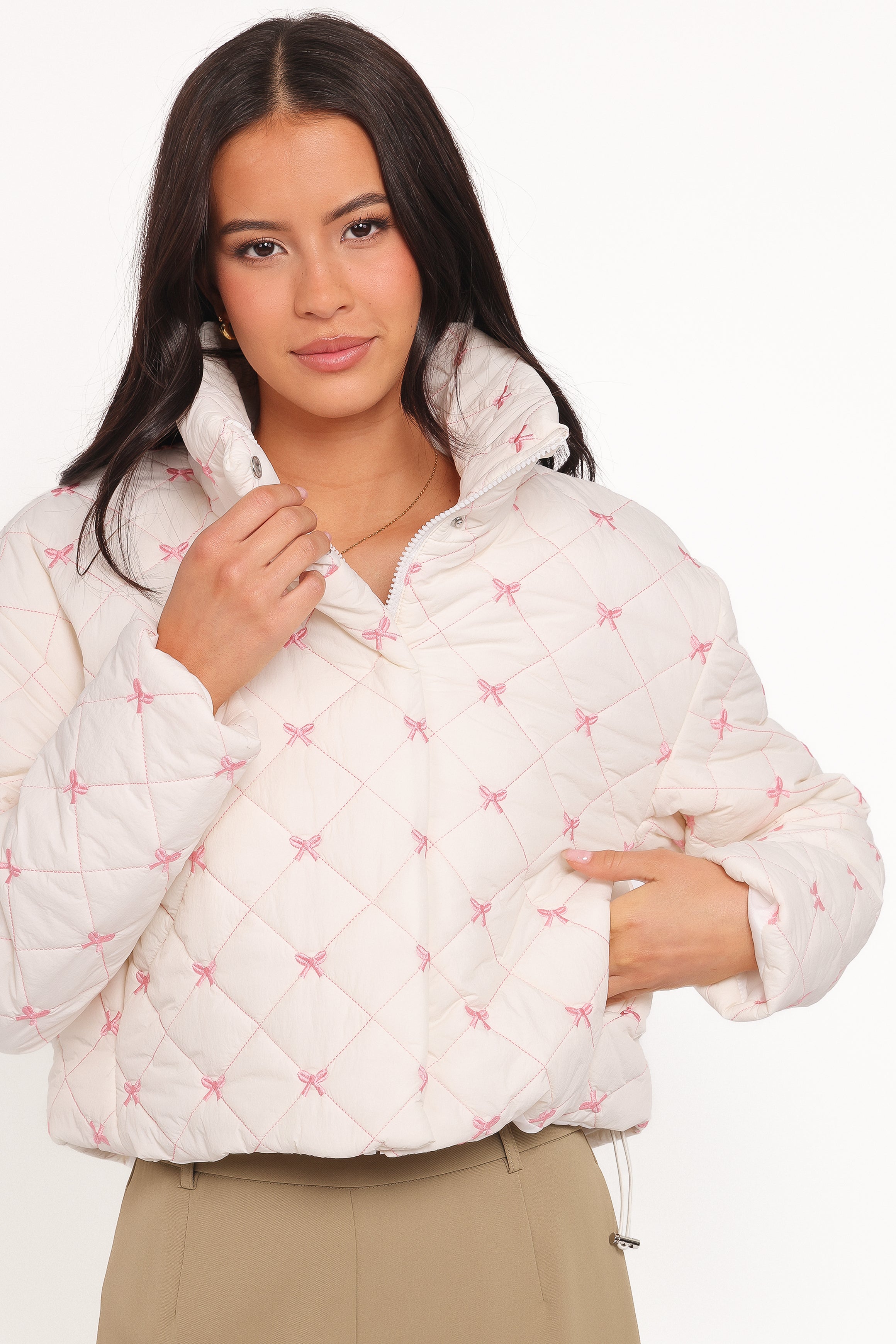 Petal and Pup USA OUTERWEAR Adi Quilted Jacket - Pink Bow