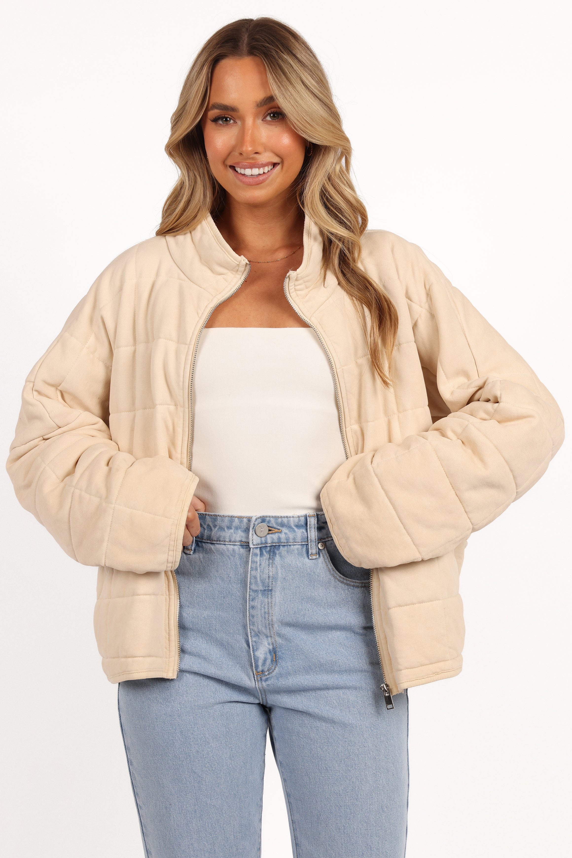 Petal and Pup USA OUTERWEAR Alegra Quilted Jacket - Cream